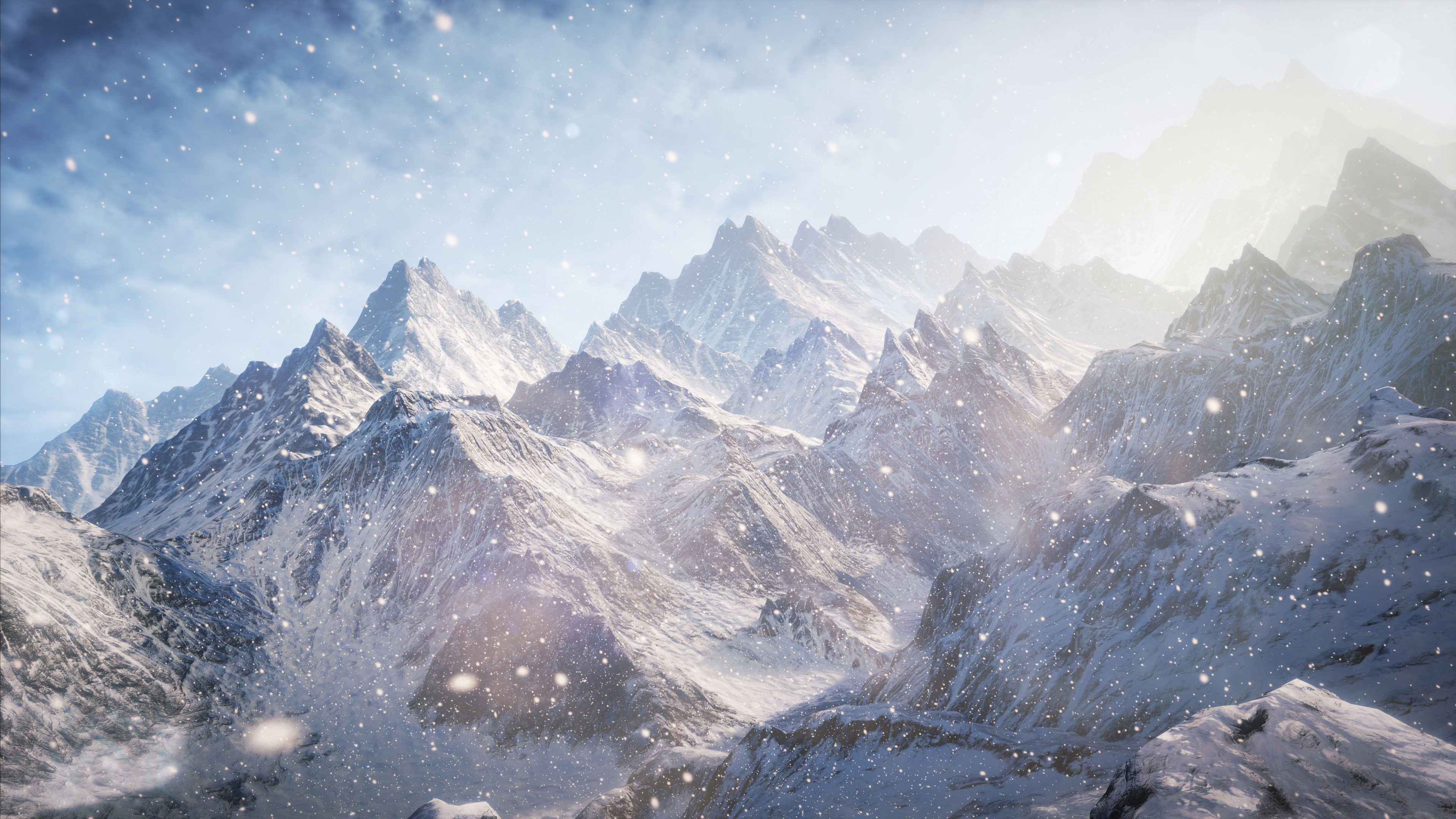 Snow Covered Mountains Under Blue Sky During Daytime. Wallpaper in 3840x2160 Resolution
