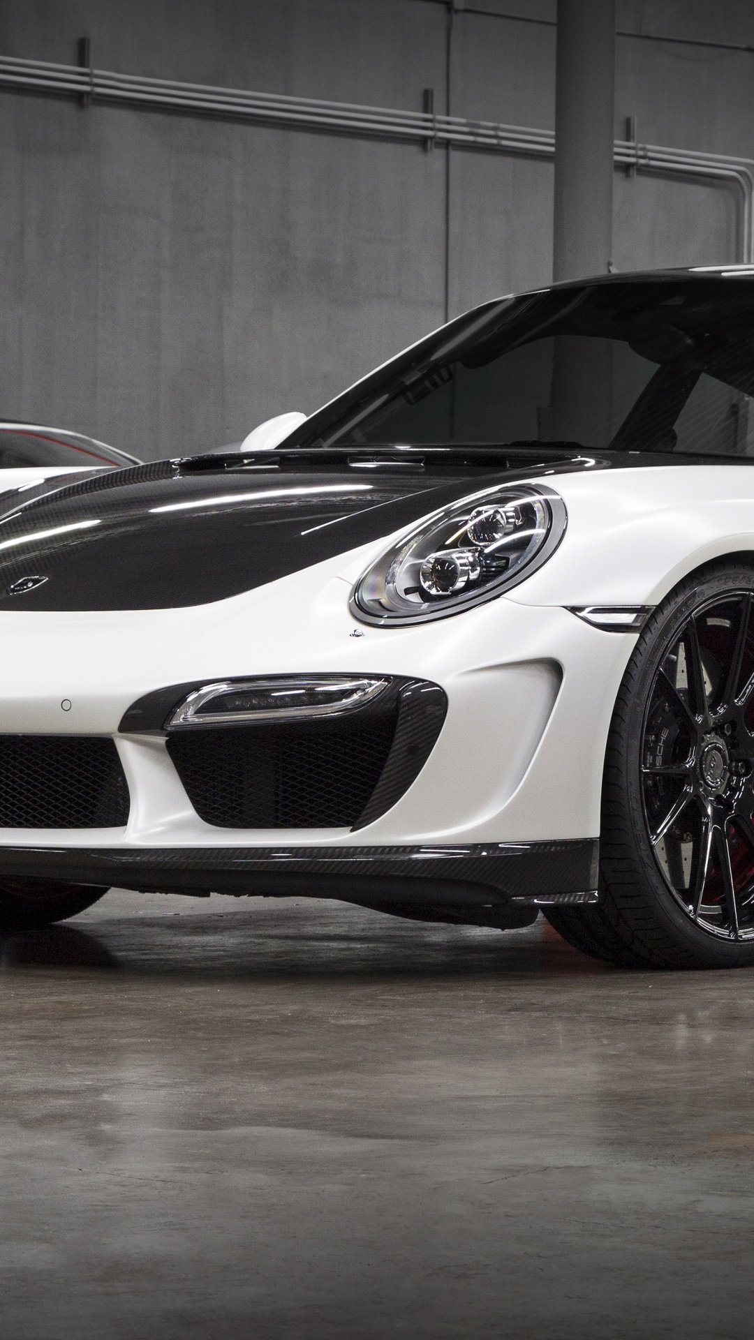 White Porsche 911 Parked in Garage. Wallpaper in 1080x1920 Resolution