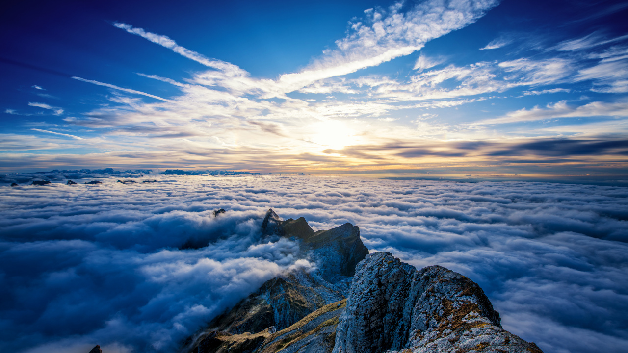 Sntis, Mountain, Nature, Landscape, Summit. Wallpaper in 1280x720 Resolution