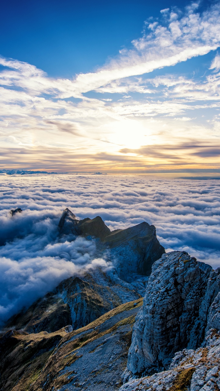 Sntis, Mountain, Nature, Landscape, Summit. Wallpaper in 720x1280 Resolution