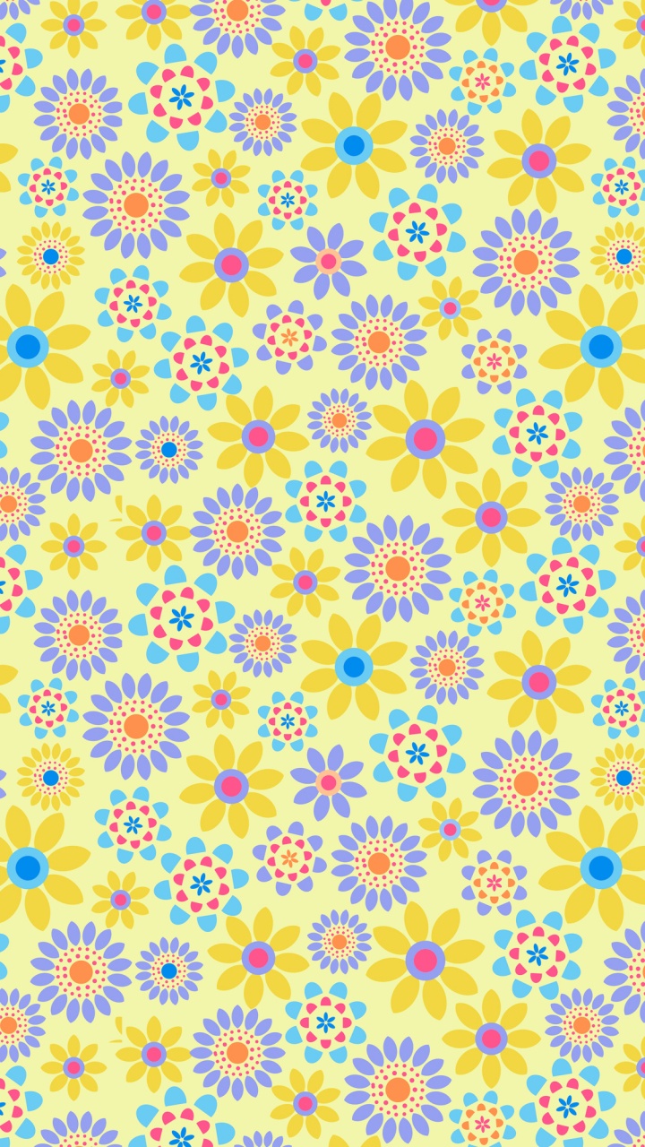 Yellow and White Floral Textile. Wallpaper in 720x1280 Resolution