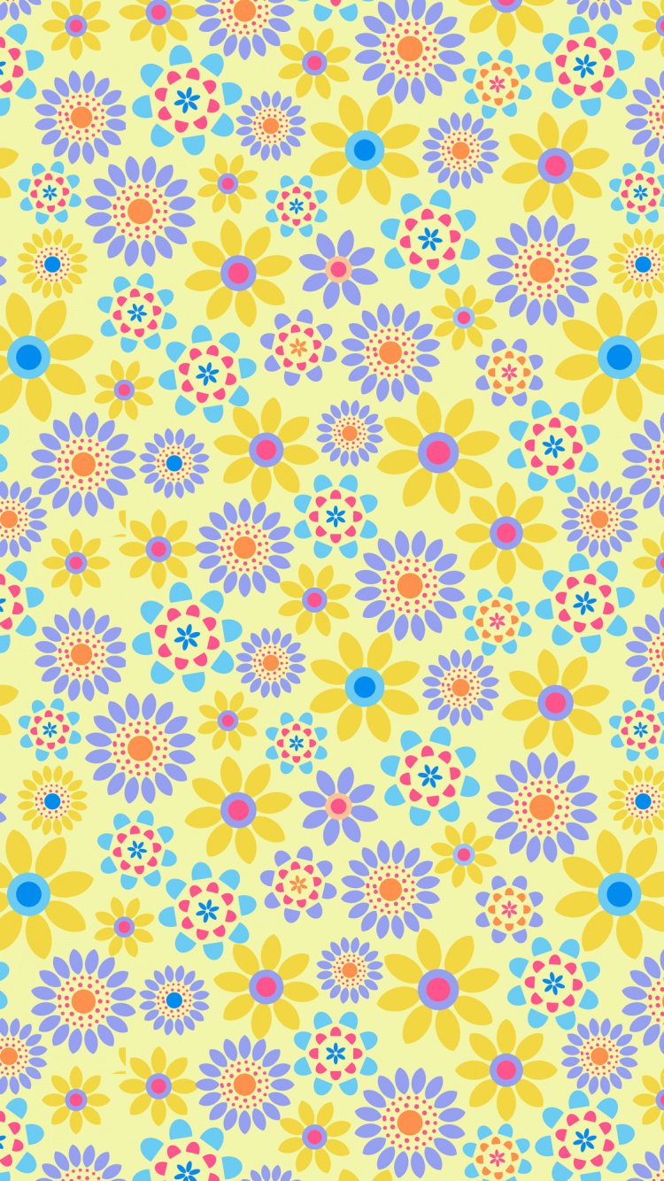 Yellow and White Floral Textile. Wallpaper in 750x1334 Resolution