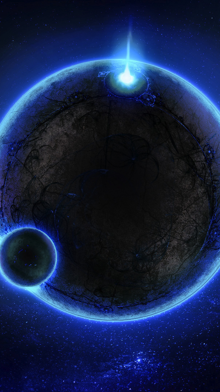 Blue and White Planet With Light. Wallpaper in 750x1334 Resolution