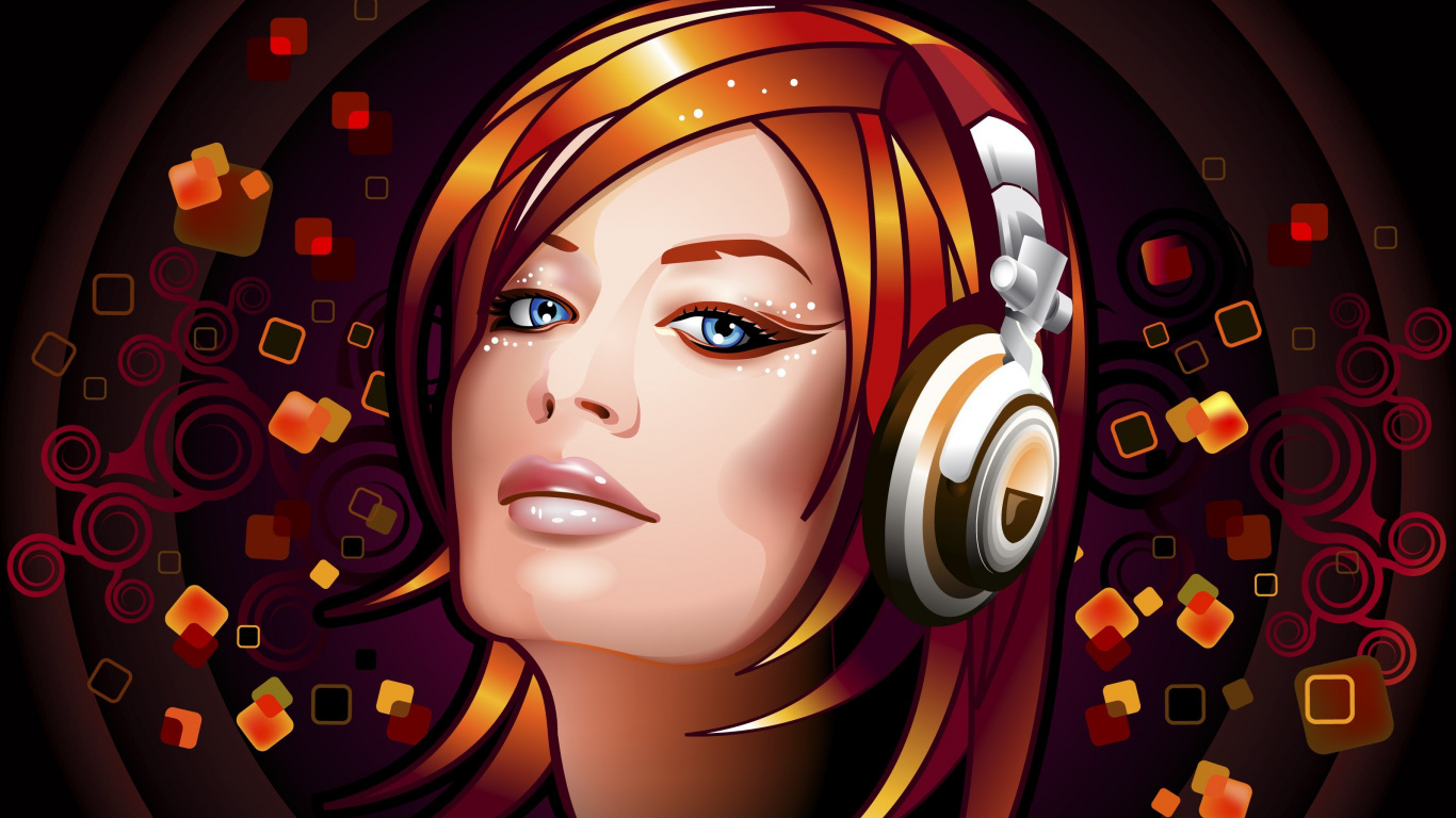 Zeichnung, Illustration, Kunst, Haar, Musik. Wallpaper in 1366x768 Resolution