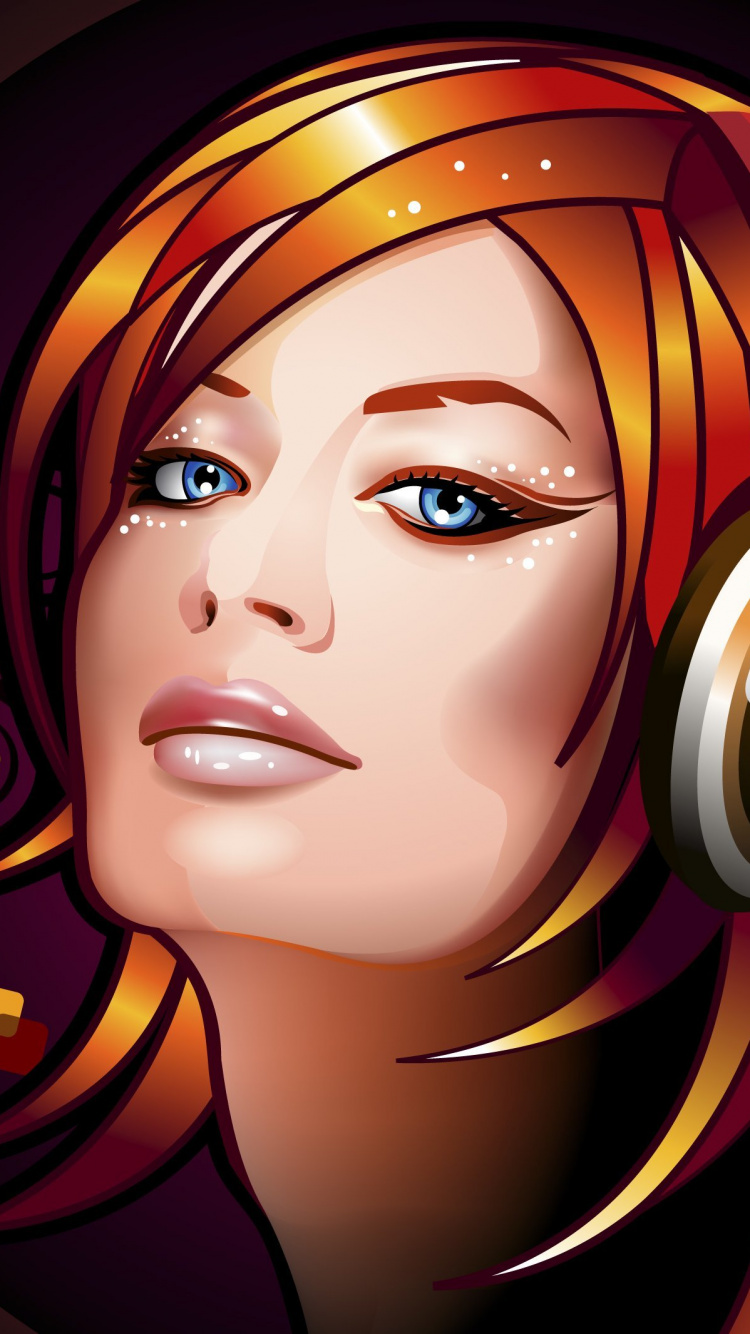 Zeichnung, Illustration, Kunst, Haar, Musik. Wallpaper in 750x1334 Resolution