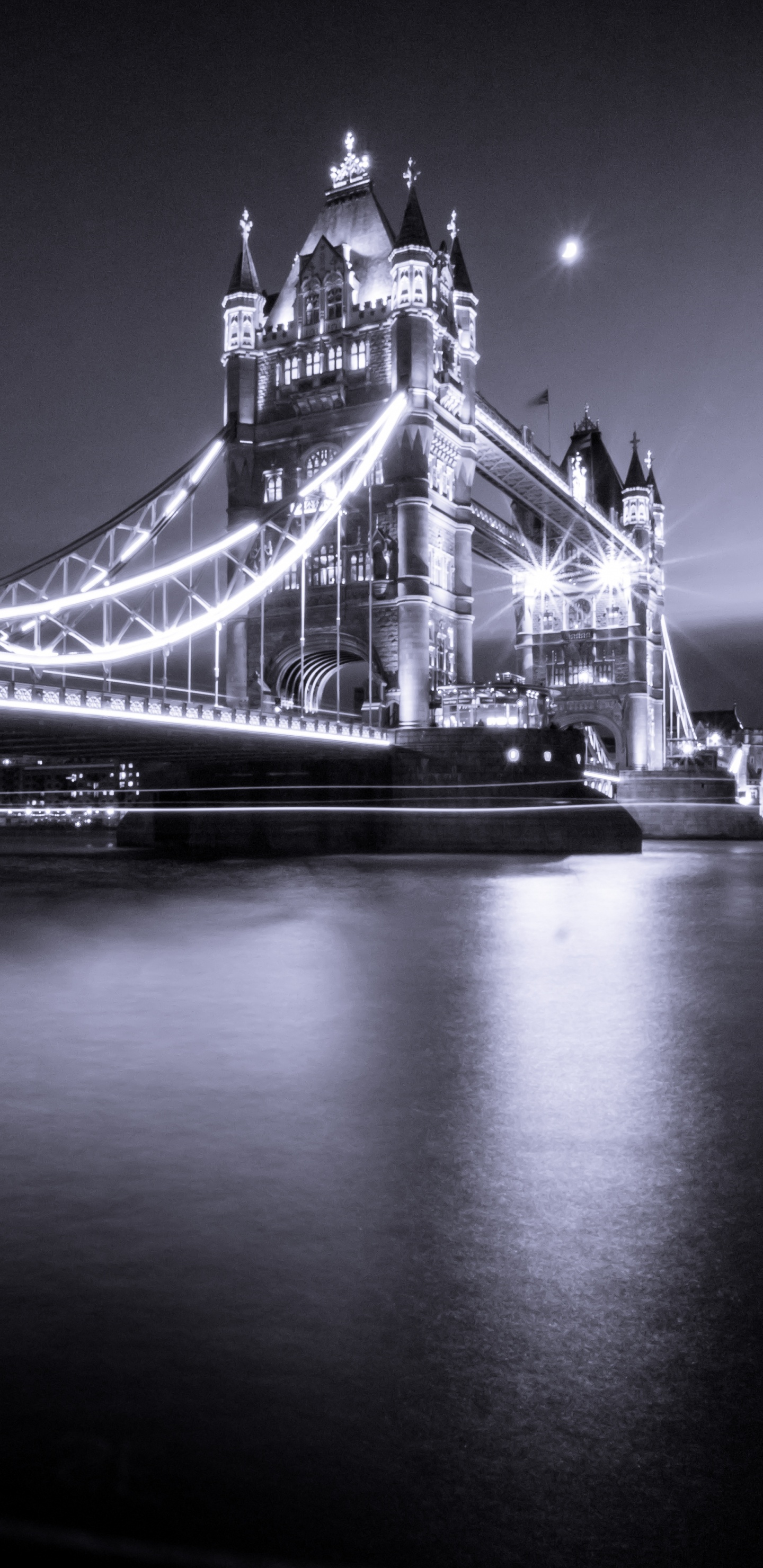 Grayscale Photo of Bridge Over Body of Water. Wallpaper in 1440x2960 Resolution