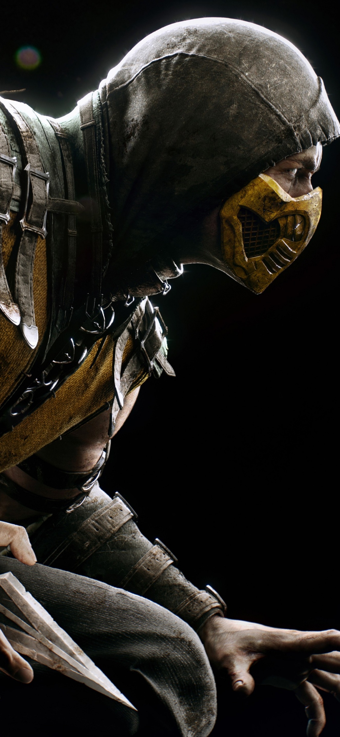 Scorpion, Mortal Kombat x, Human, Darkness, Fighting Game. Wallpaper in 1125x2436 Resolution