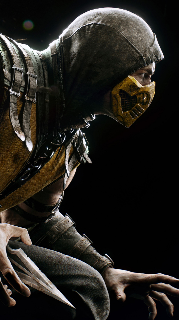 Scorpion, Mortal Kombat x, Human, Darkness, Fighting Game. Wallpaper in 750x1334 Resolution
