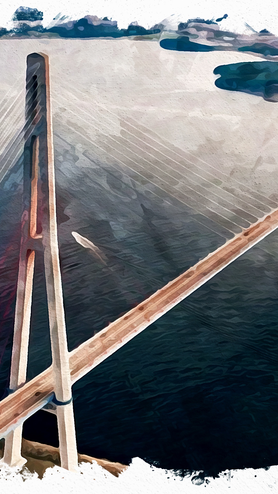 Texture, Illustration, Bridge, Painting, Poster. Wallpaper in 1080x1920 Resolution