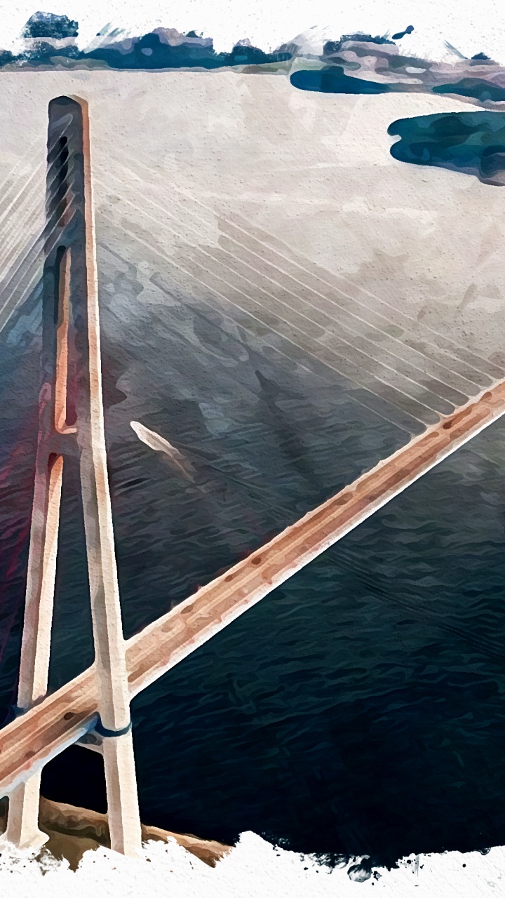 Texture, Illustration, Bridge, Painting, Poster. Wallpaper in 720x1280 Resolution