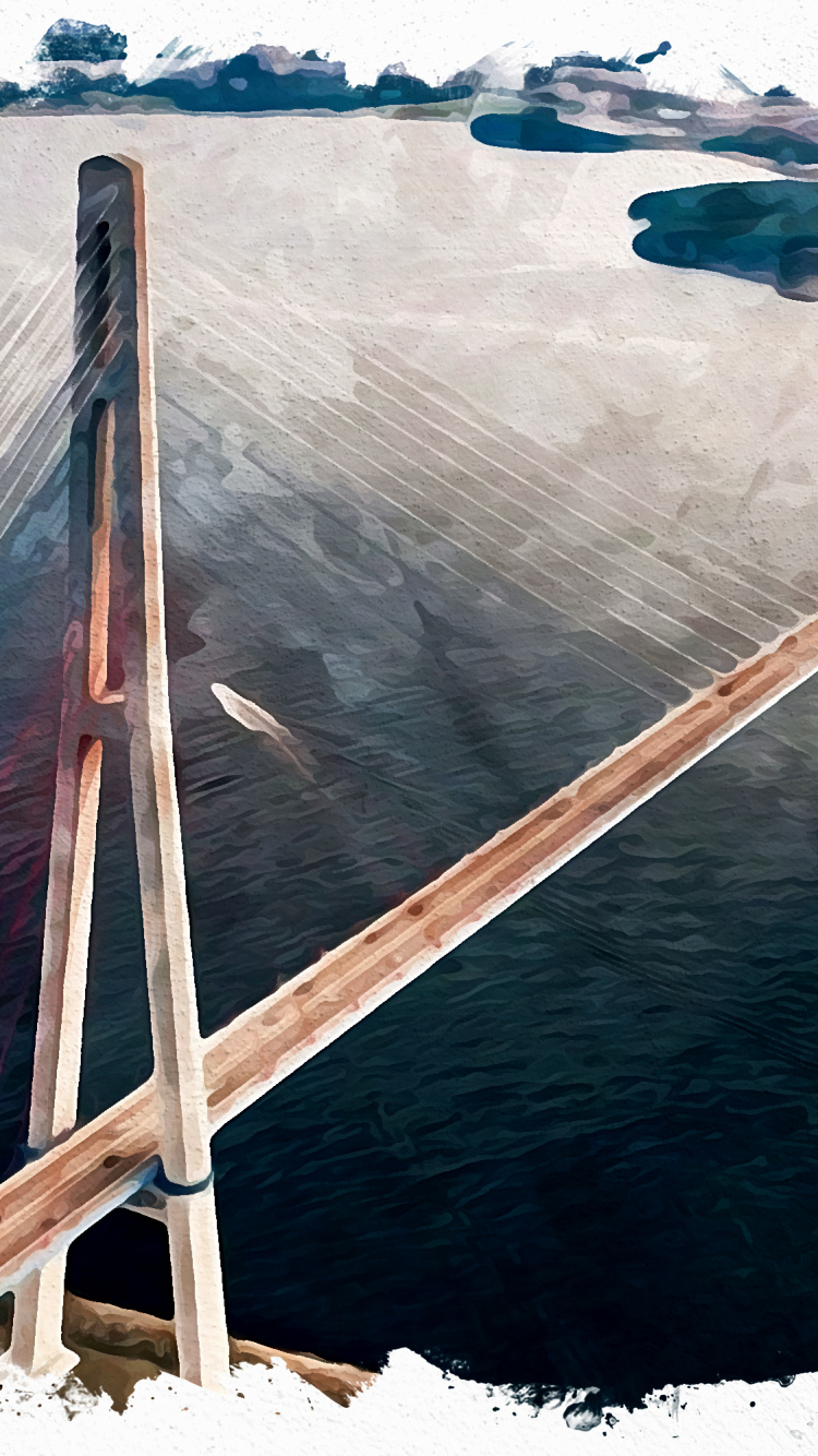 Texture, Illustration, Bridge, Painting, Poster. Wallpaper in 750x1334 Resolution