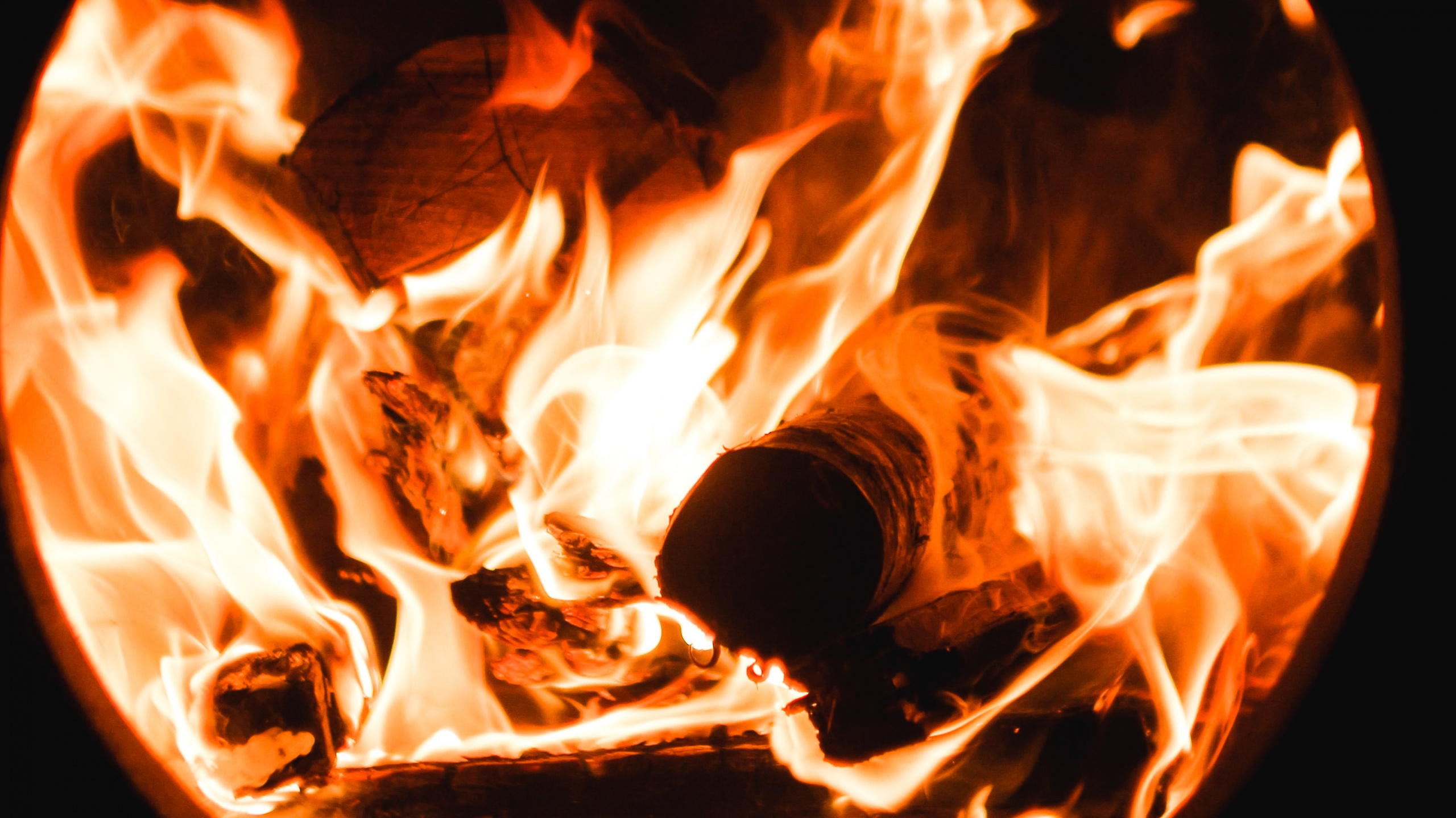 Fire in Black Background With Black Background. Wallpaper in 2560x1440 Resolution