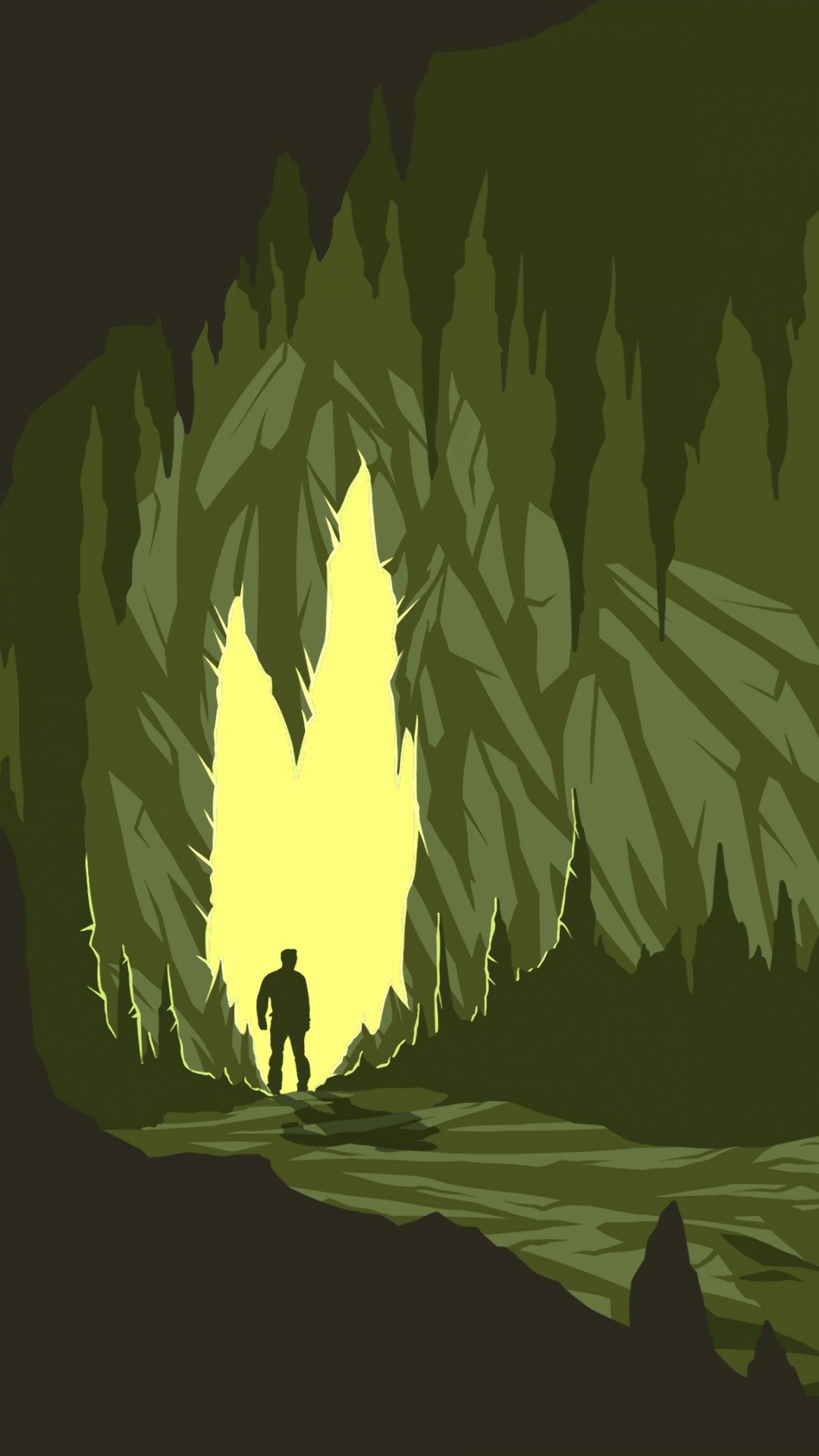 Green Light in The Dark. Wallpaper in 1080x1920 Resolution