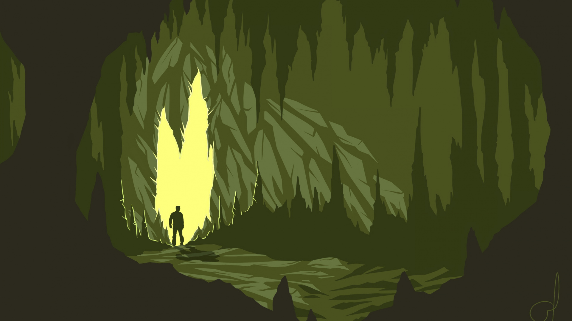 Green Light in The Dark. Wallpaper in 1920x1080 Resolution