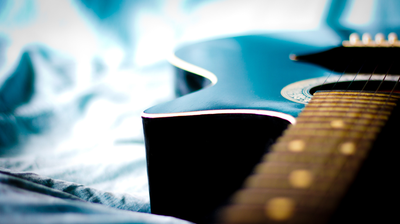 Acoustic Guitar, Guitar, Blue, Concert, Music. Wallpaper in 1366x768 Resolution