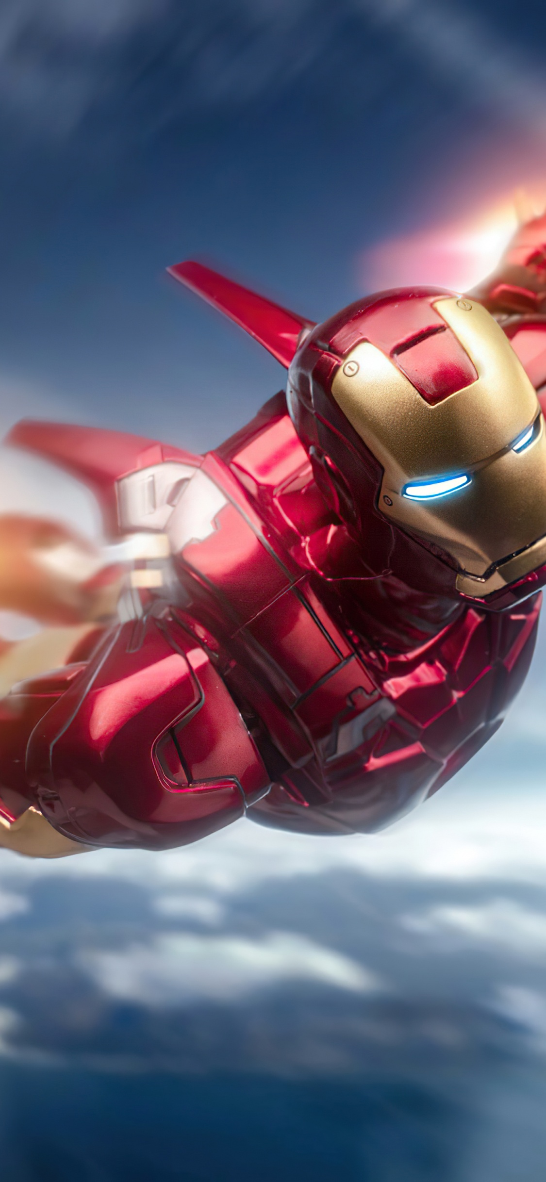 Iron Man Flying, Iron Man, Flight, Superhero, Marvel Comics. Wallpaper in 1125x2436 Resolution