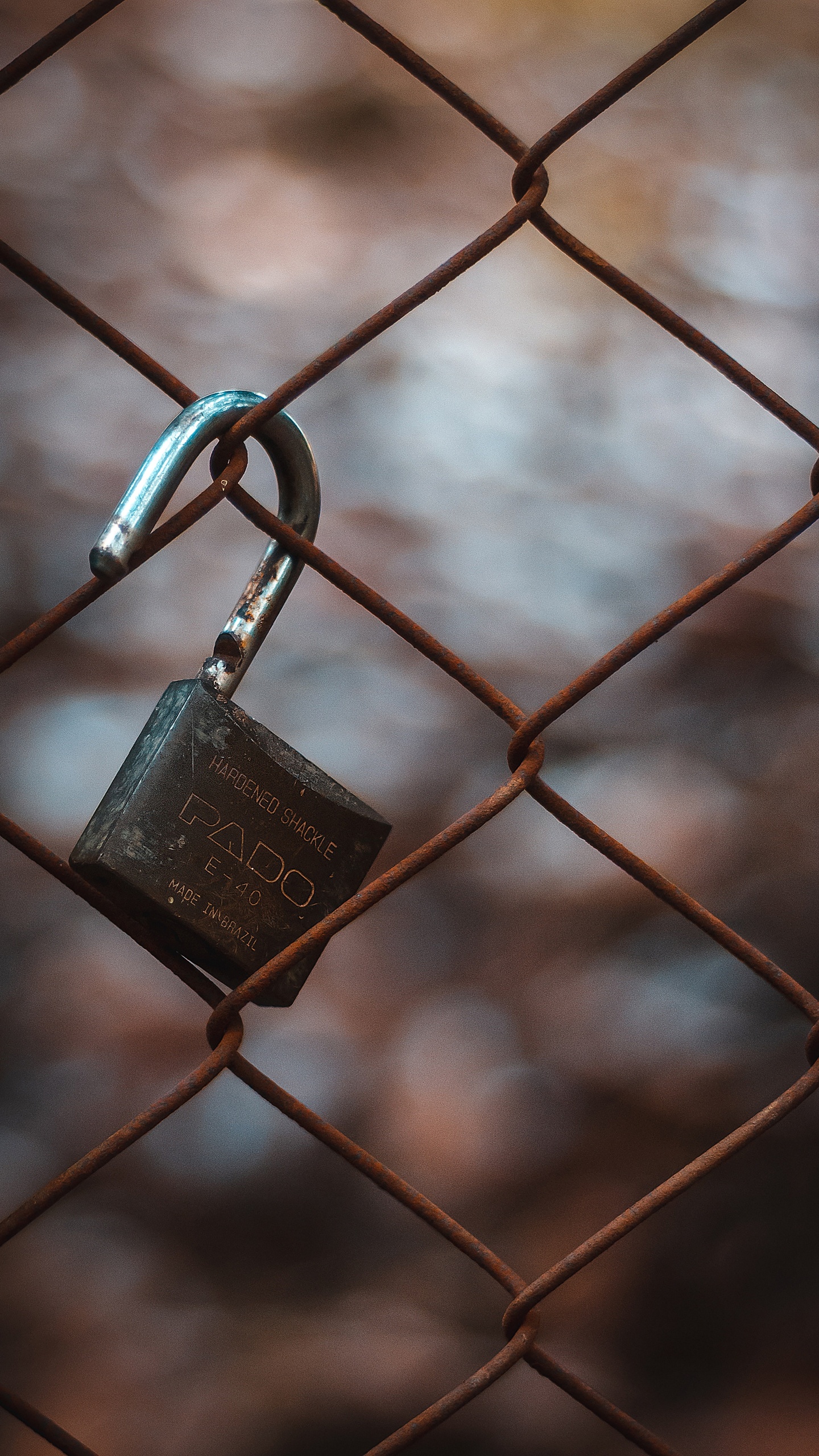 Silver Padlock on Gray Steel Fence. Wallpaper in 1440x2560 Resolution