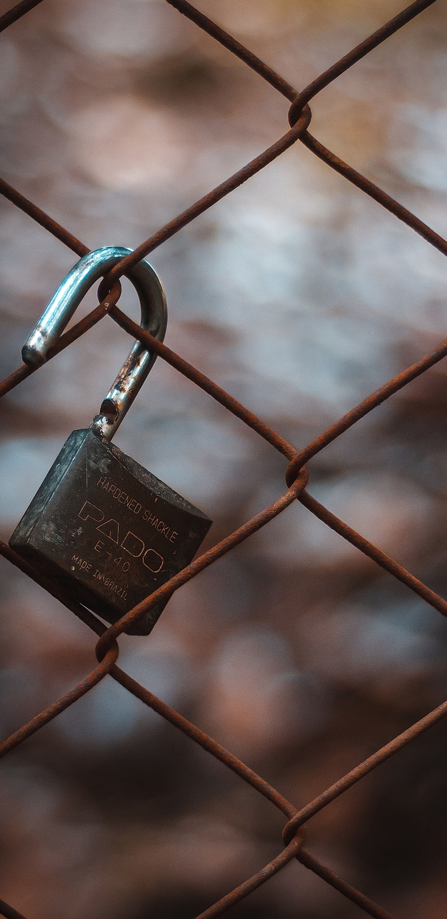 Silver Padlock on Gray Steel Fence. Wallpaper in 1440x2960 Resolution