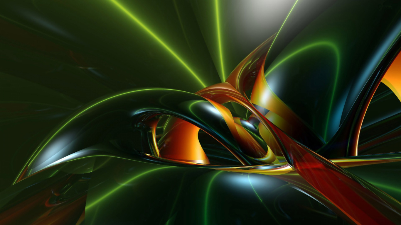 Peinture Abstraite Verte Jaune et Rouge. Wallpaper in 1366x768 Resolution