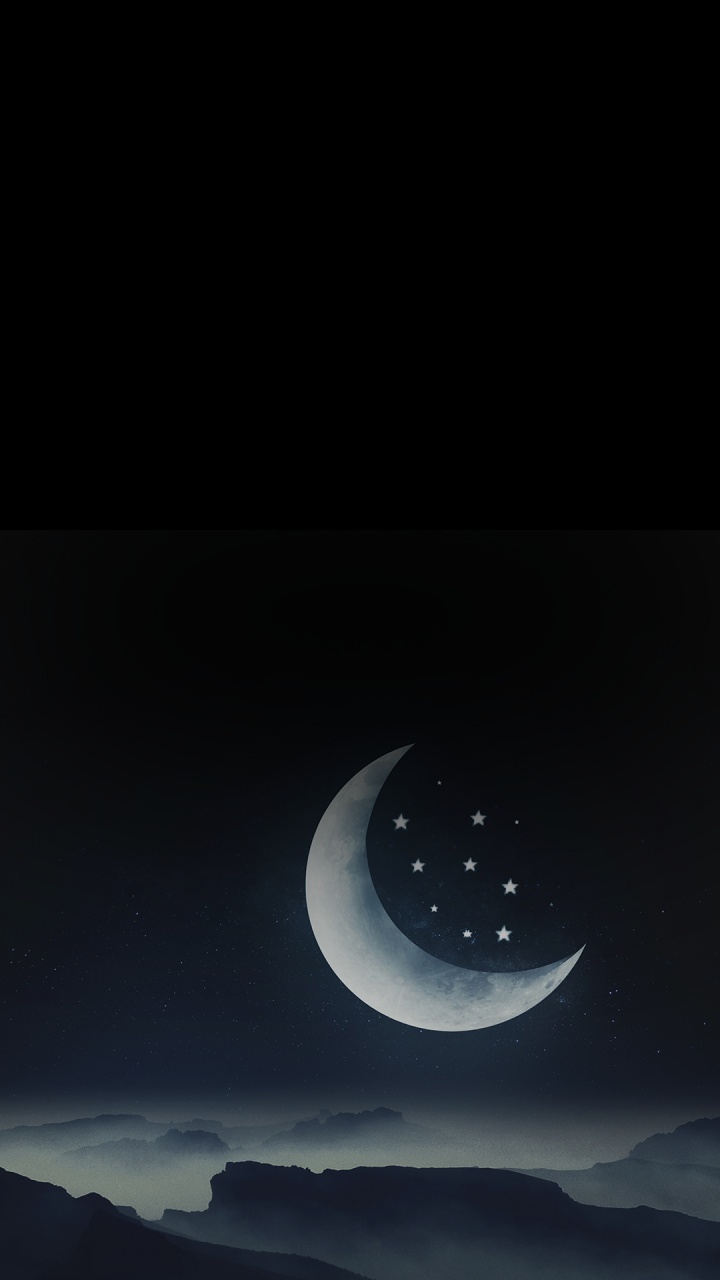 Half Moon, Moon, Lunar Eclipse, Jerete, Natural Environment. Wallpaper in 720x1280 Resolution