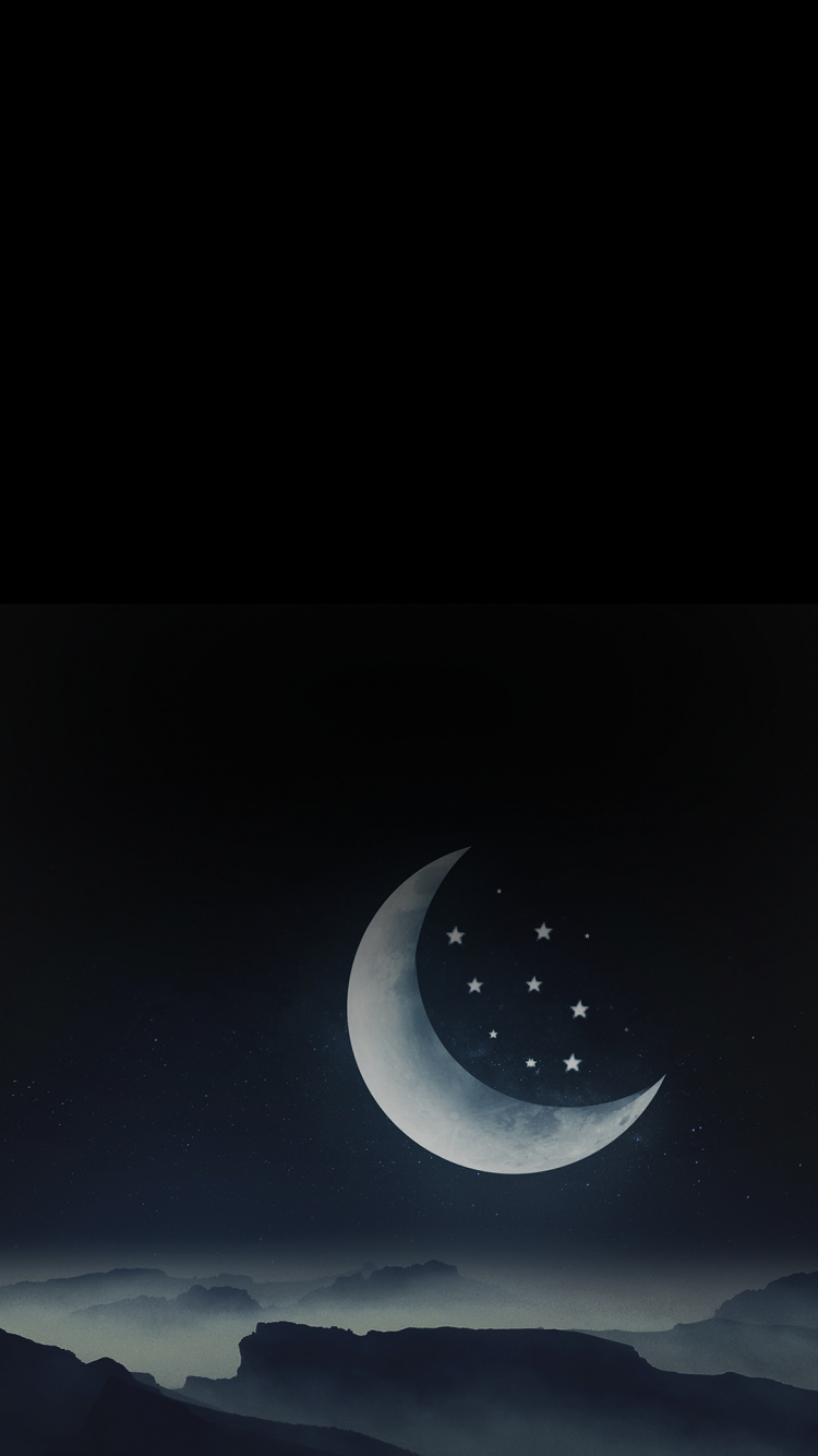 Half Moon, Moon, Lunar Eclipse, Jerete, Natural Environment. Wallpaper in 750x1334 Resolution