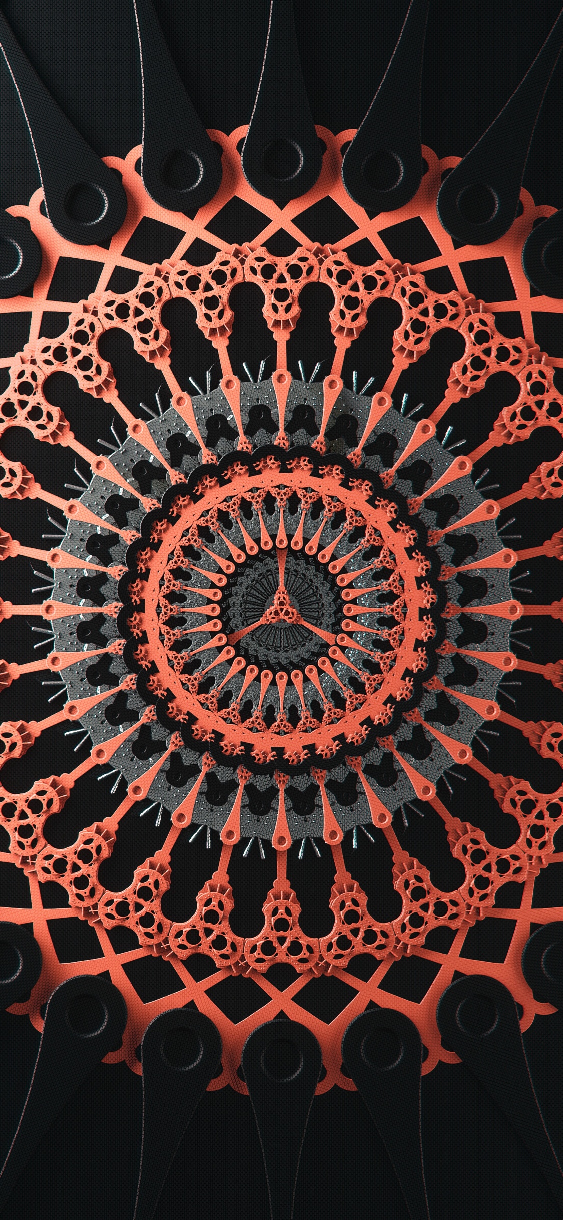 Rotes Und Schwarzes Rundes Dekor. Wallpaper in 1125x2436 Resolution