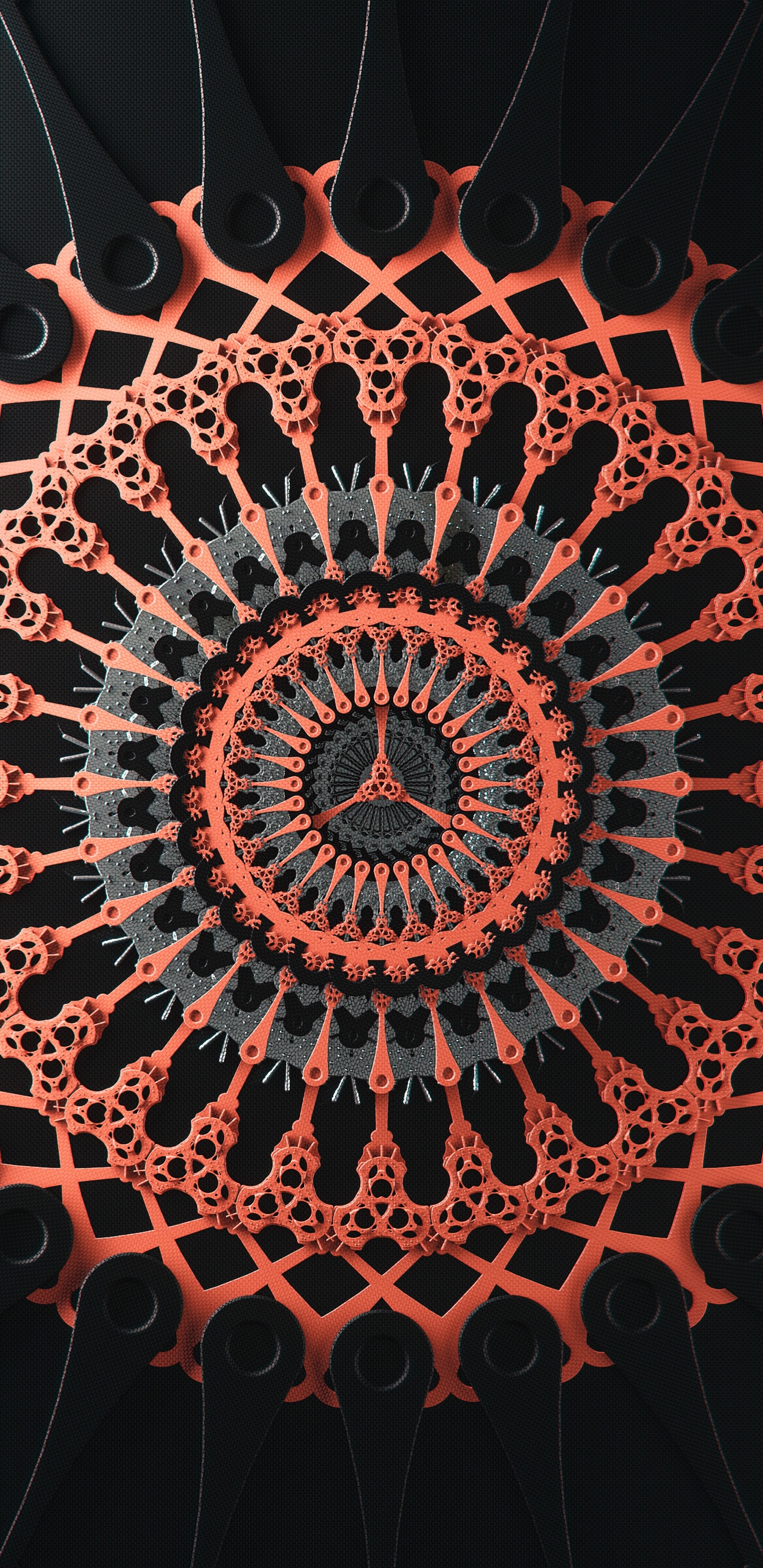 Rotes Und Schwarzes Rundes Dekor. Wallpaper in 1440x2960 Resolution