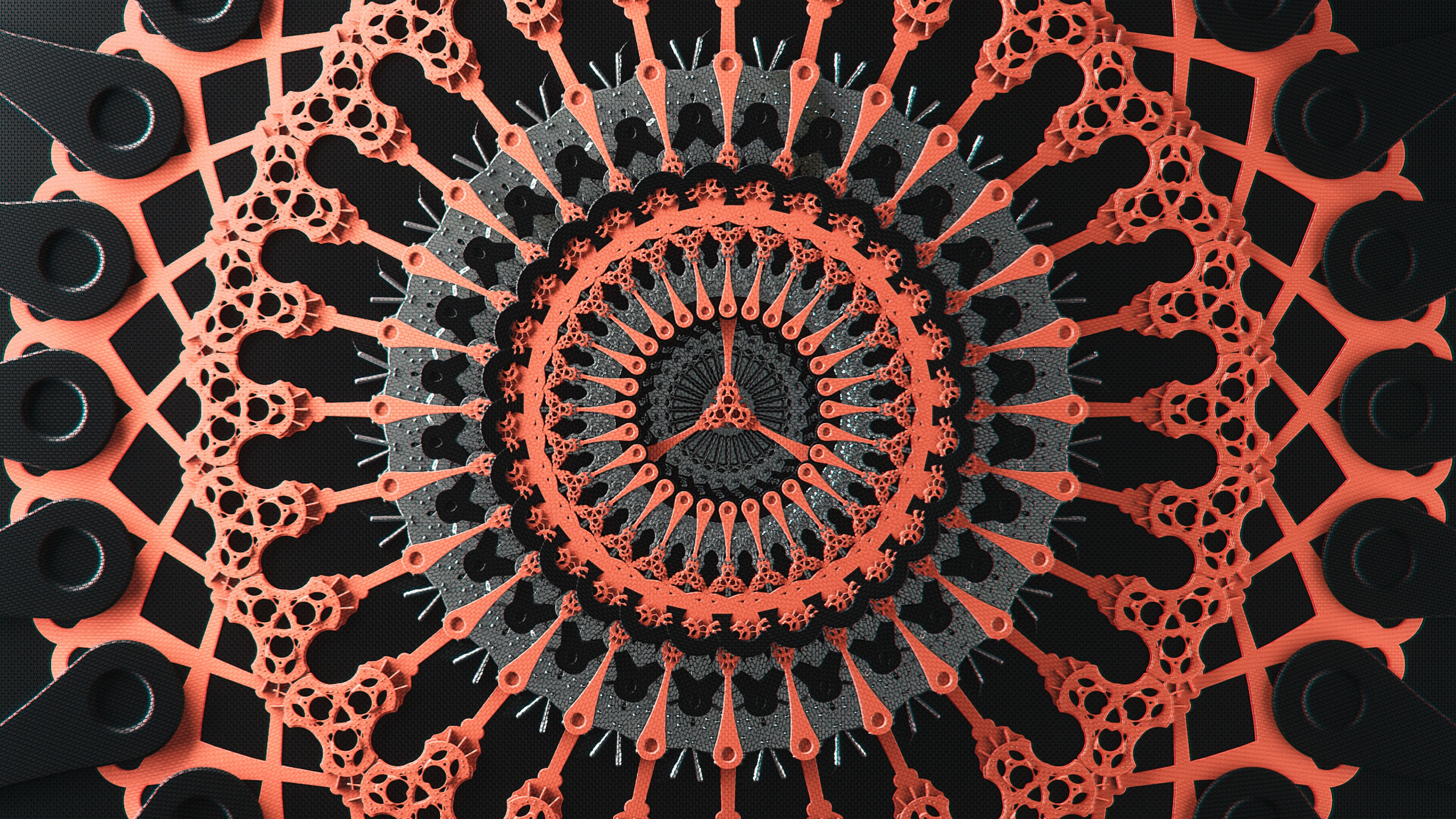 Rotes Und Schwarzes Rundes Dekor. Wallpaper in 2560x1440 Resolution