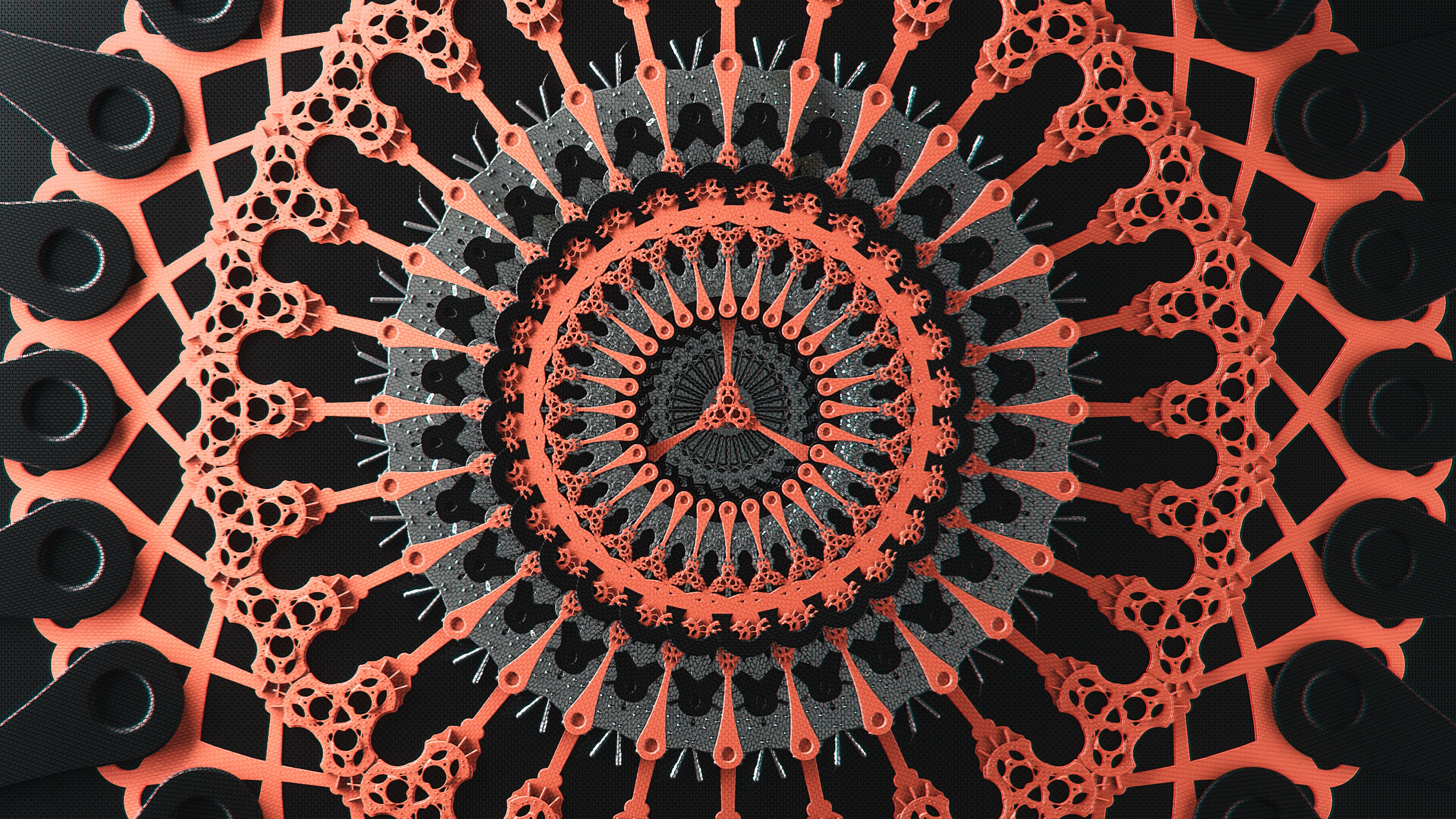 Rotes Und Schwarzes Rundes Dekor. Wallpaper in 3840x2160 Resolution