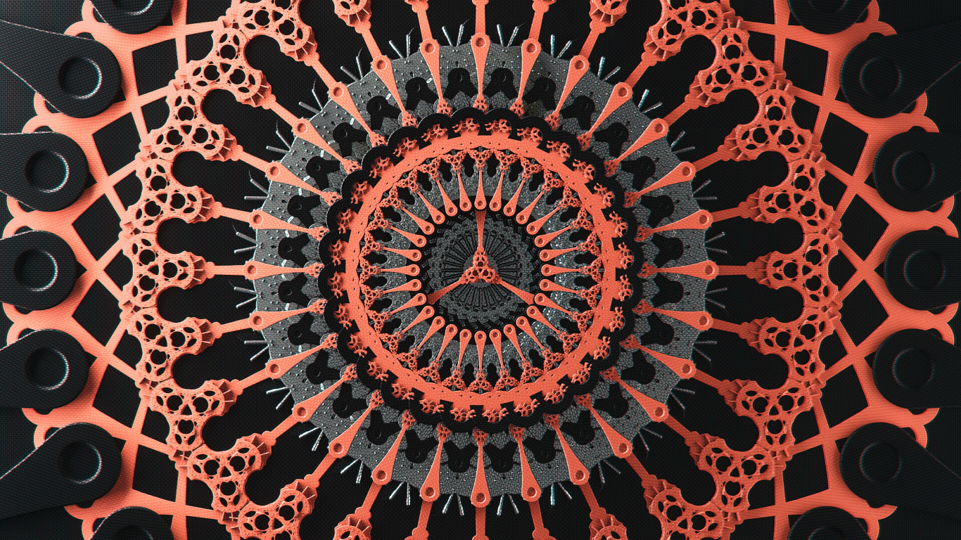 Red and Black Round Decor. Wallpaper in 1366x768 Resolution