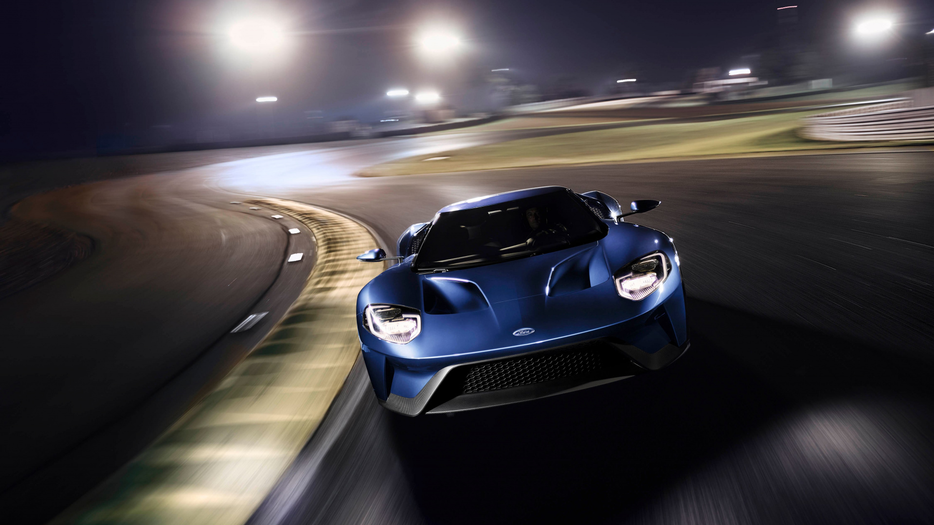 Porsche 911 Bleue Sur Route Pendant la Nuit. Wallpaper in 1920x1080 Resolution