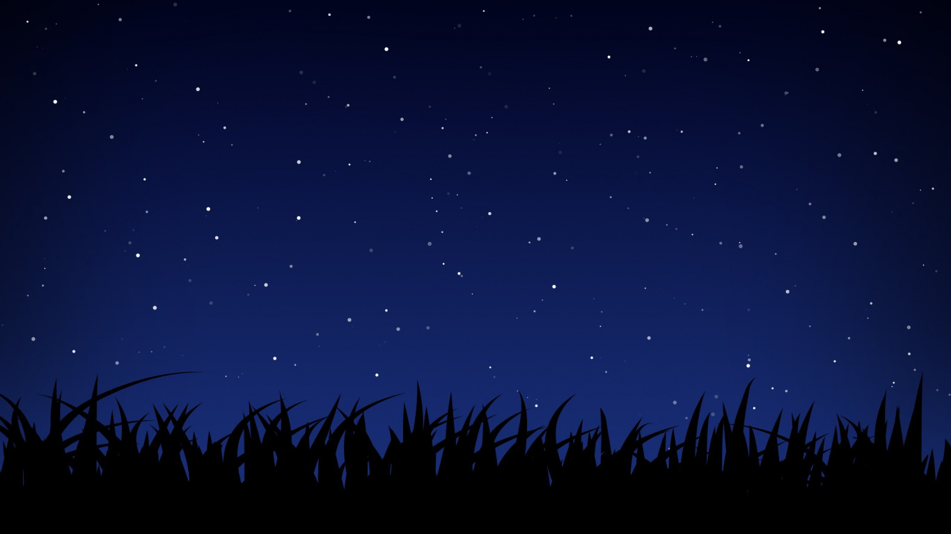 Silhouette of Trees Under Starry Night. Wallpaper in 1366x768 Resolution