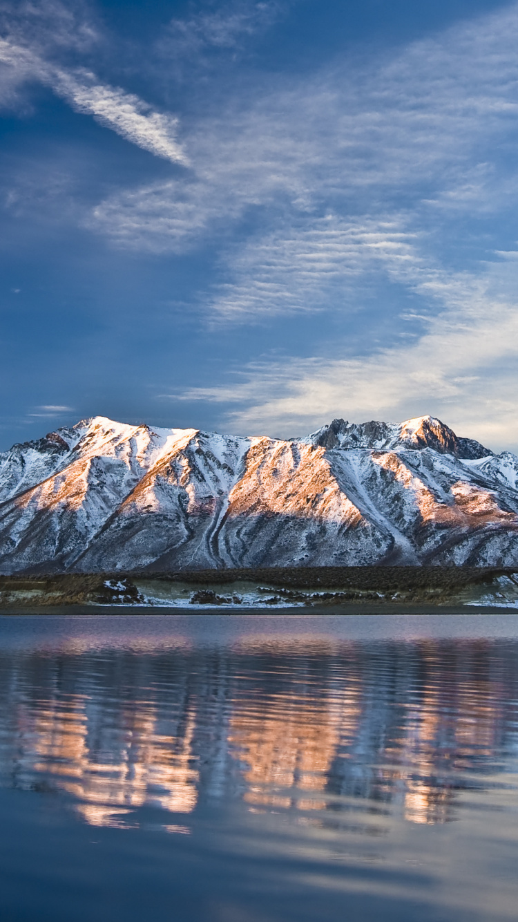 山脉, 性质, 反射, 荒野, 安装的风景 壁纸 750x1334 允许
