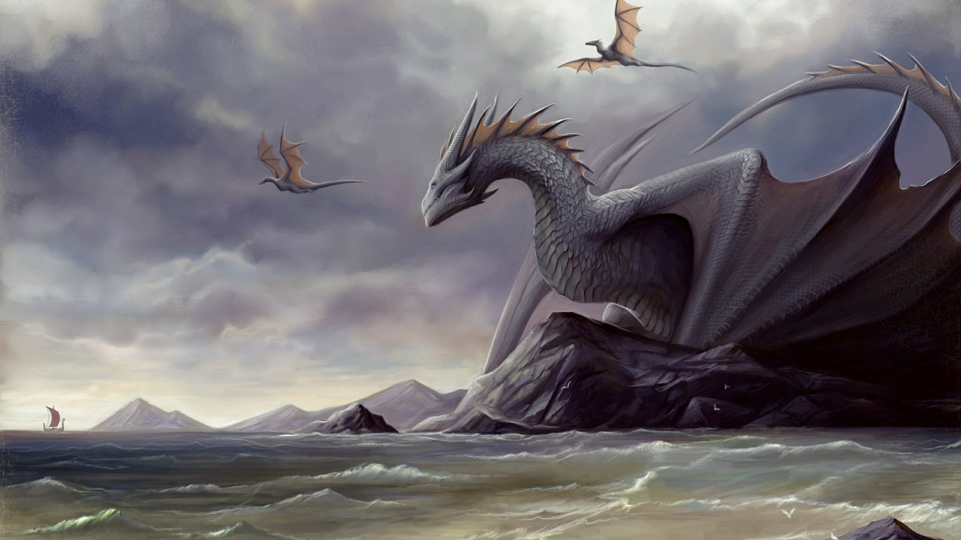 龙, 数码艺术, 幻想, 艺术, 奇妙的技术 壁纸 1366x768 允许