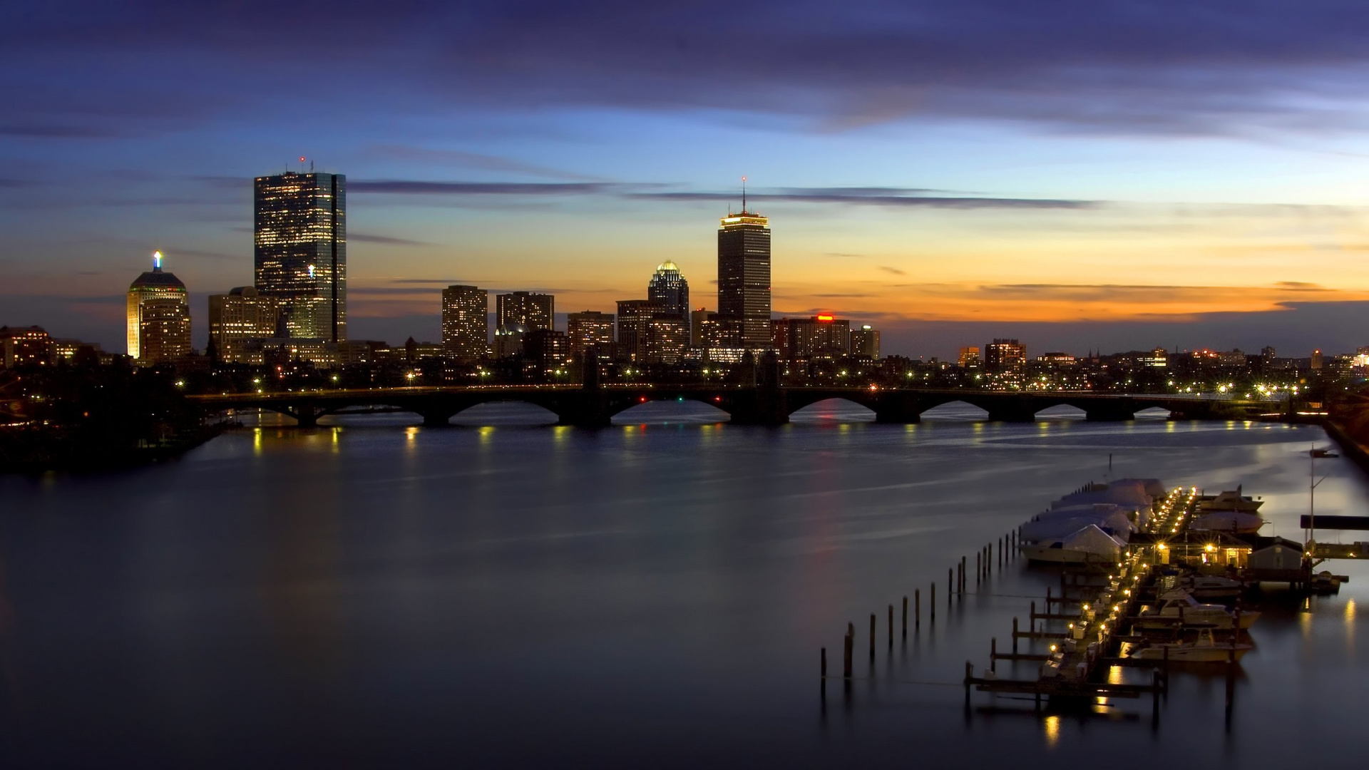 Horizonte de la Ciudad Durante la Noche. Wallpaper in 1920x1080 Resolution