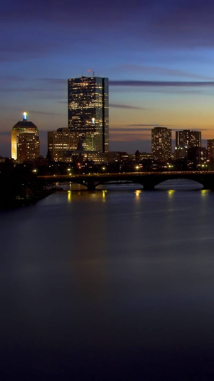 Skyline Der Stadt Bei Nacht Night. Wallpaper in 720x1280 Resolution