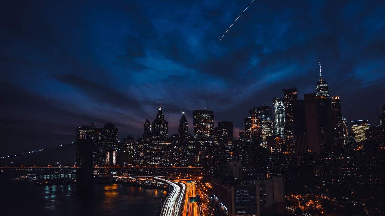 Time Lapse Photography of City Skyline During Night Time. Wallpaper in 1280x720 Resolution