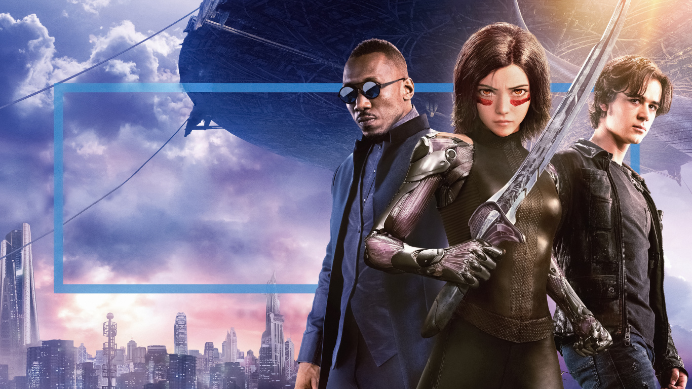 詹姆斯*卡梅隆, 罗莎·萨拉扎（Rosa Salazar）, 艾丽塔的战斗天使, 膜海报, 电影 壁纸 1366x768 允许