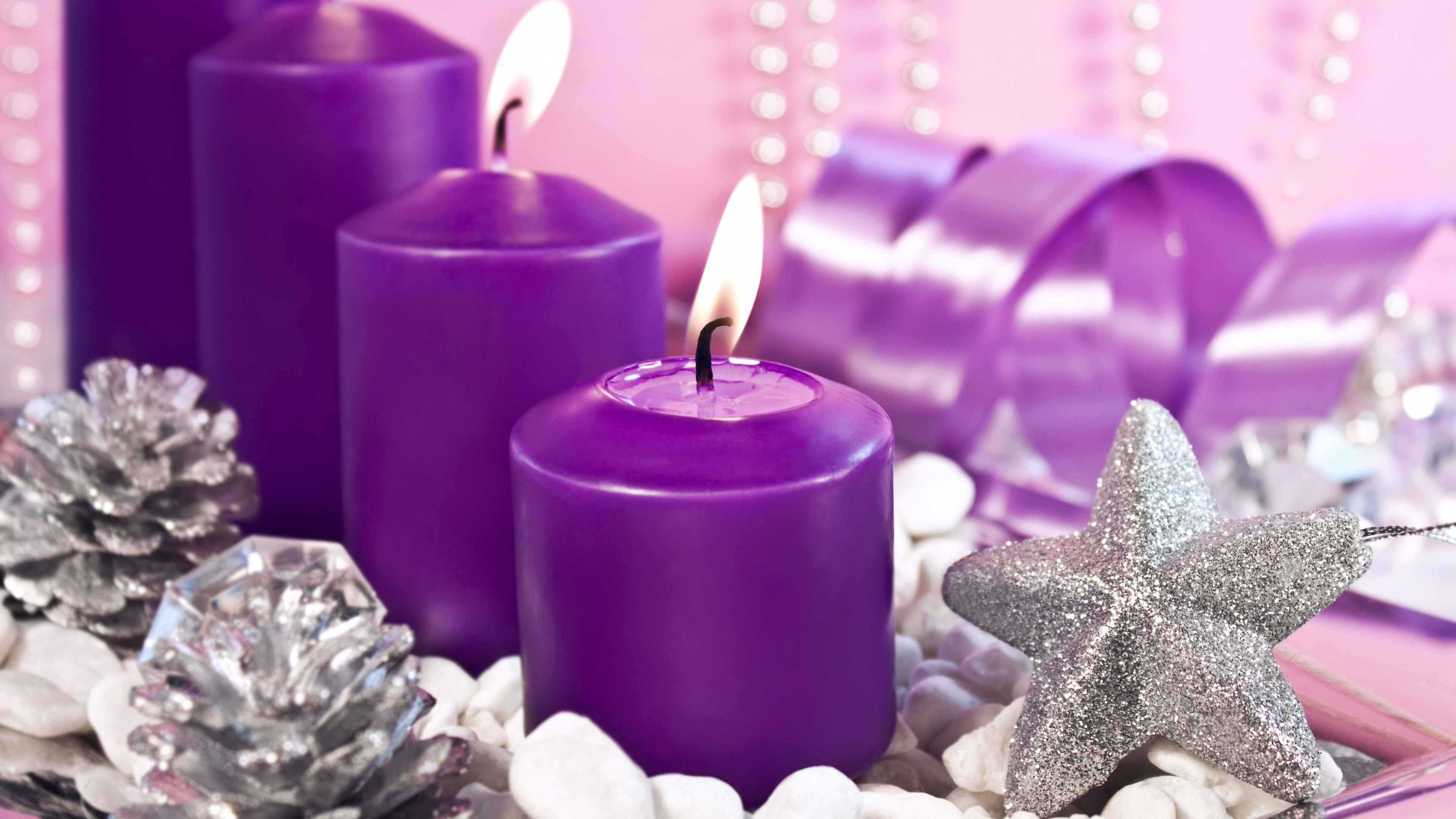 Vela de Adviento, El Día De Navidad, Decoración de la Navidad, Morado, Violeta. Wallpaper in 3840x2160 Resolution