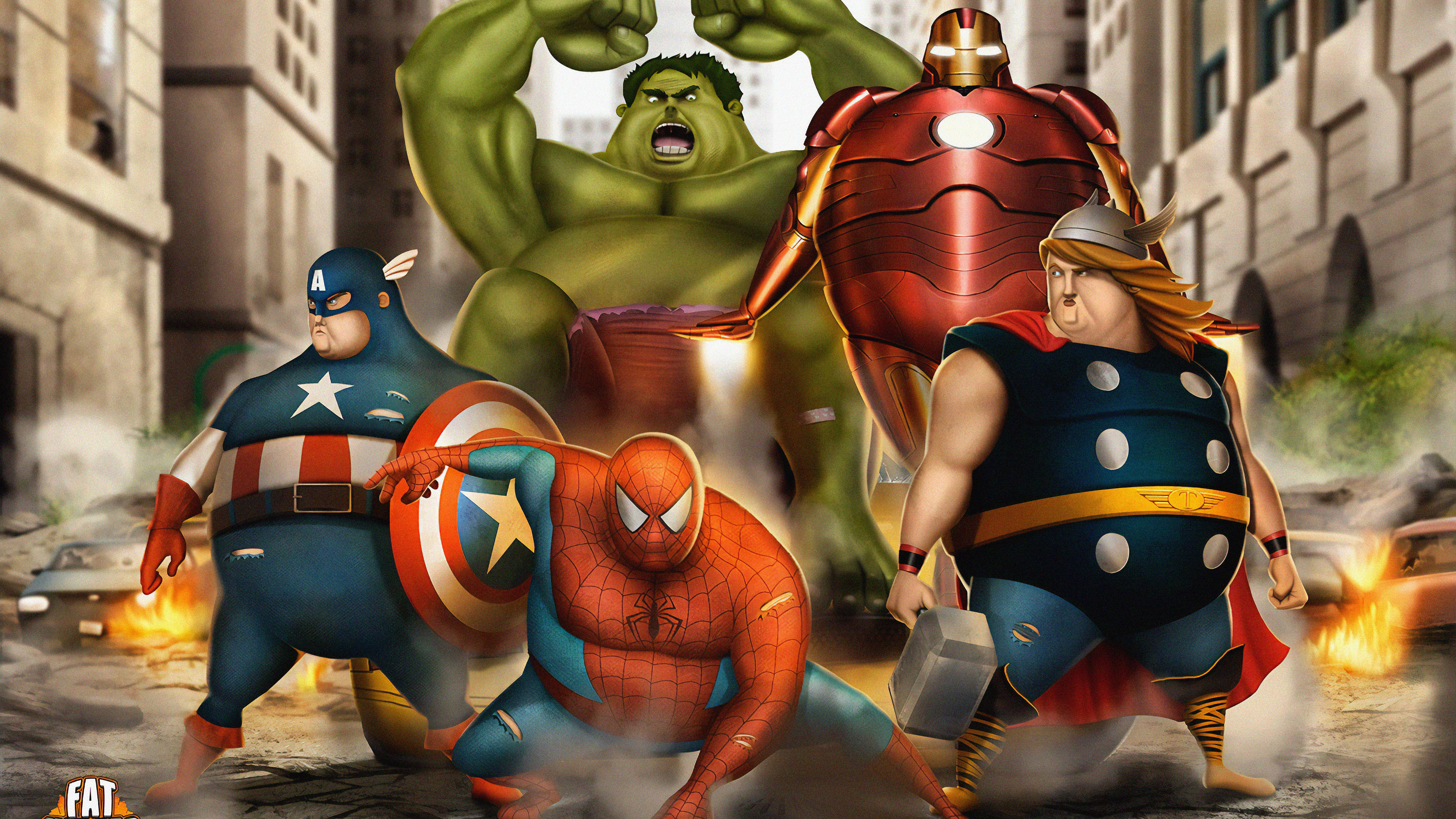 Héroes Gordos, Superhéroe, Protagonista, Marvel Comics, Cabeza. Wallpaper in 3840x2160 Resolution