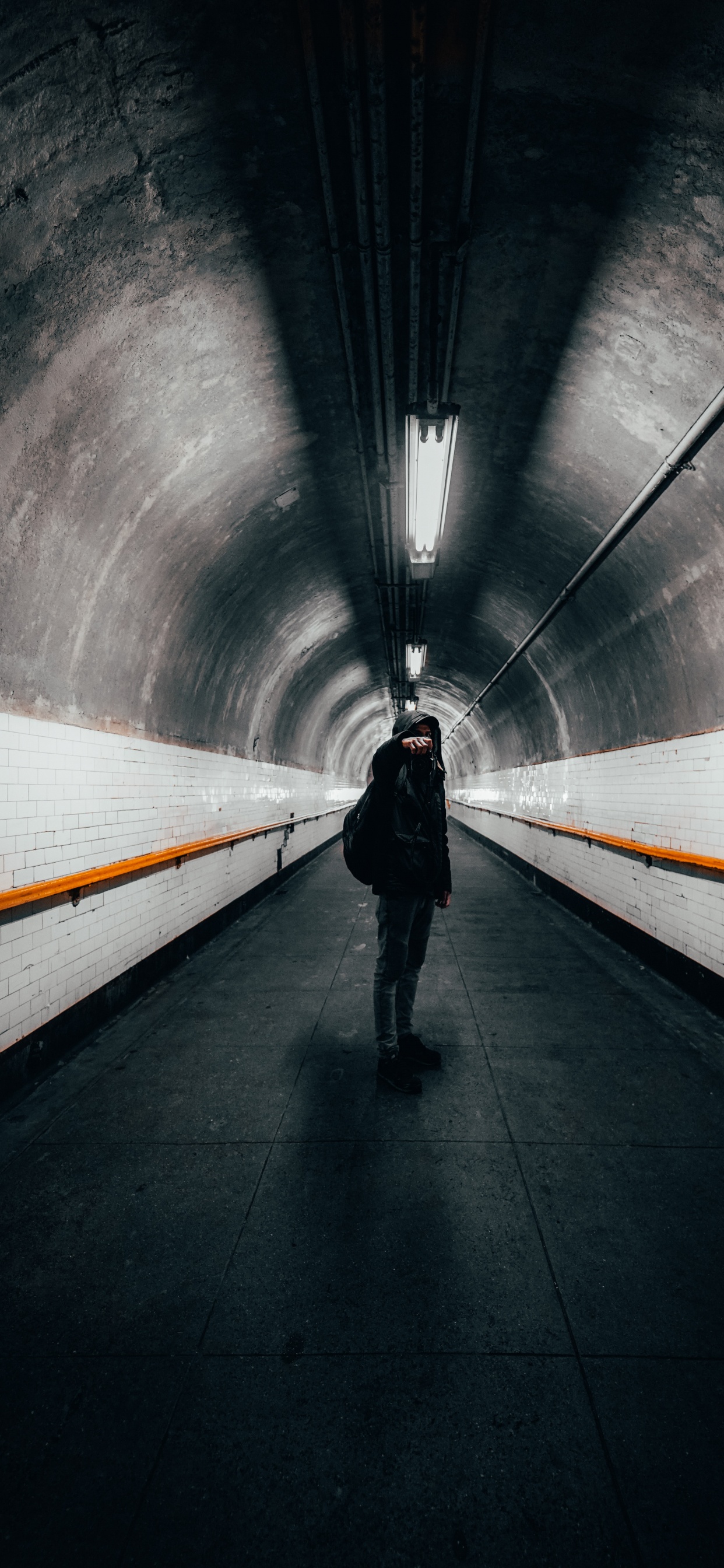 Light, Camera, Road Surface, Grey, Tunnel. Wallpaper in 1242x2688 Resolution