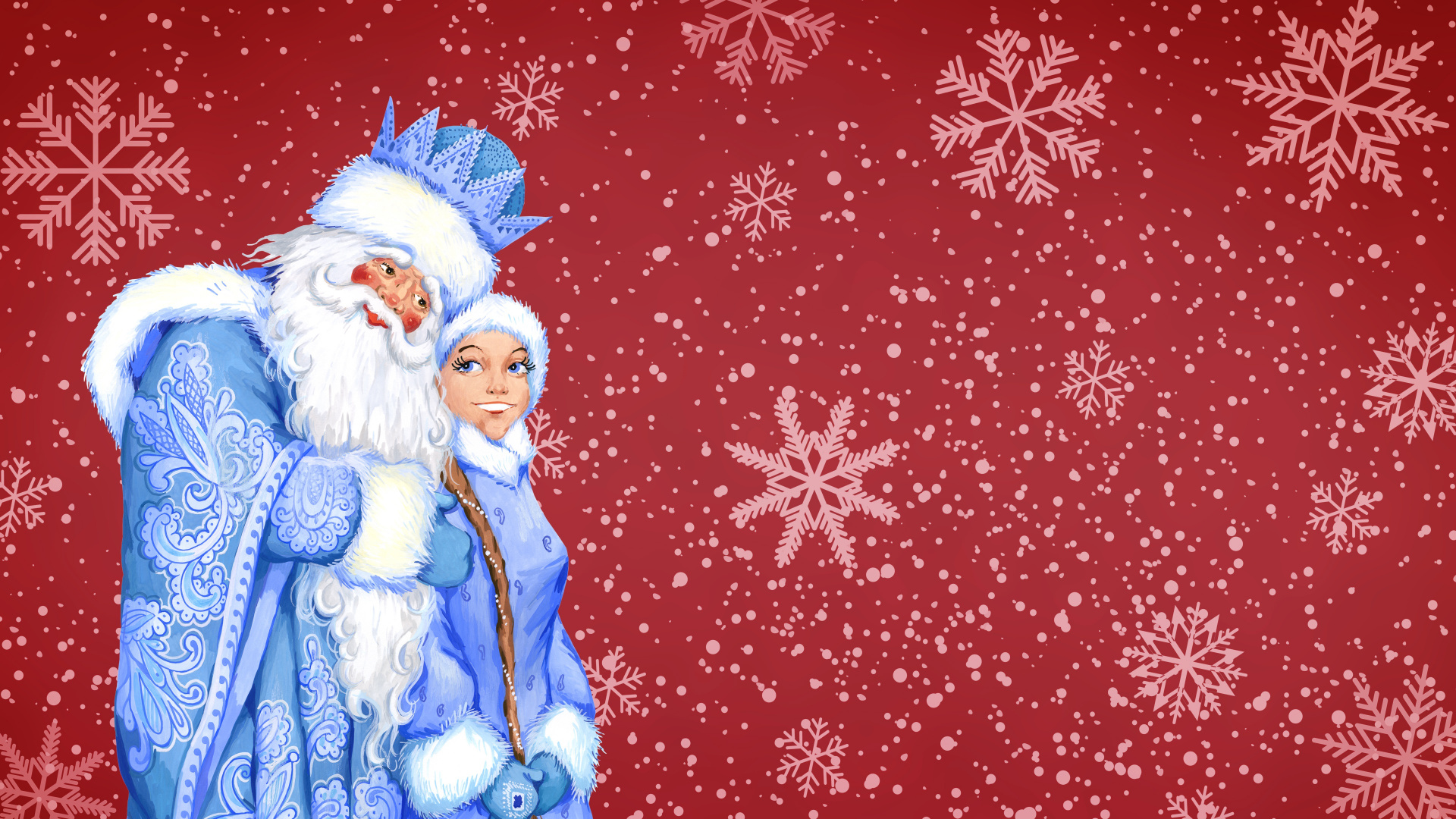 Nouvelle Année, Santa Claus, Le Jour De Noël, Snegourotchka, Hiver. Wallpaper in 1920x1080 Resolution