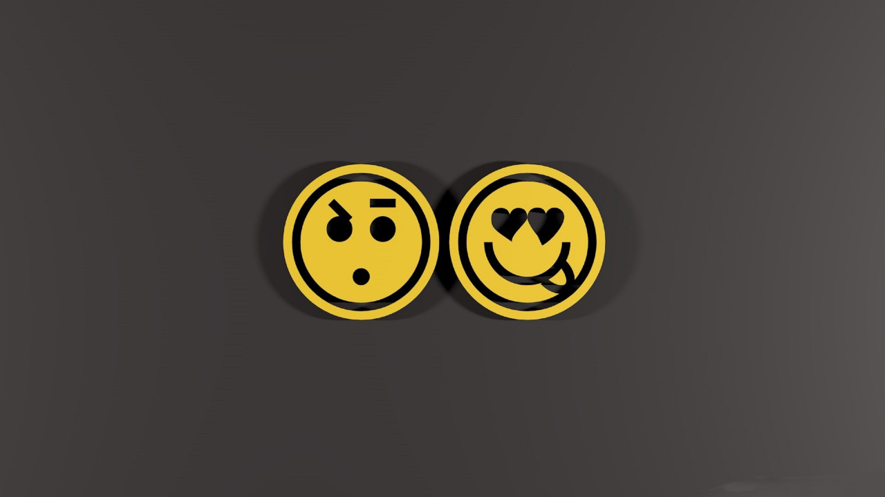 Gelber Und Schwarzer Smiley-Emoji. Wallpaper in 1280x720 Resolution