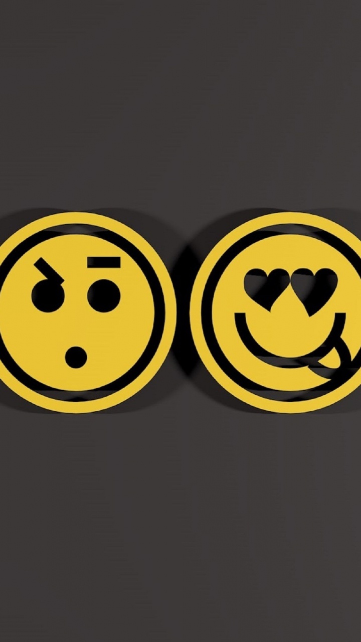 Yellow and Black Smiley Emoji. Wallpaper in 720x1280 Resolution