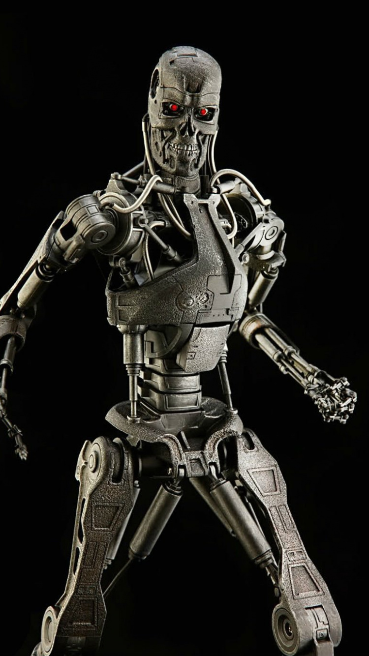 Illustration de Robot Noir et Gris. Wallpaper in 750x1334 Resolution