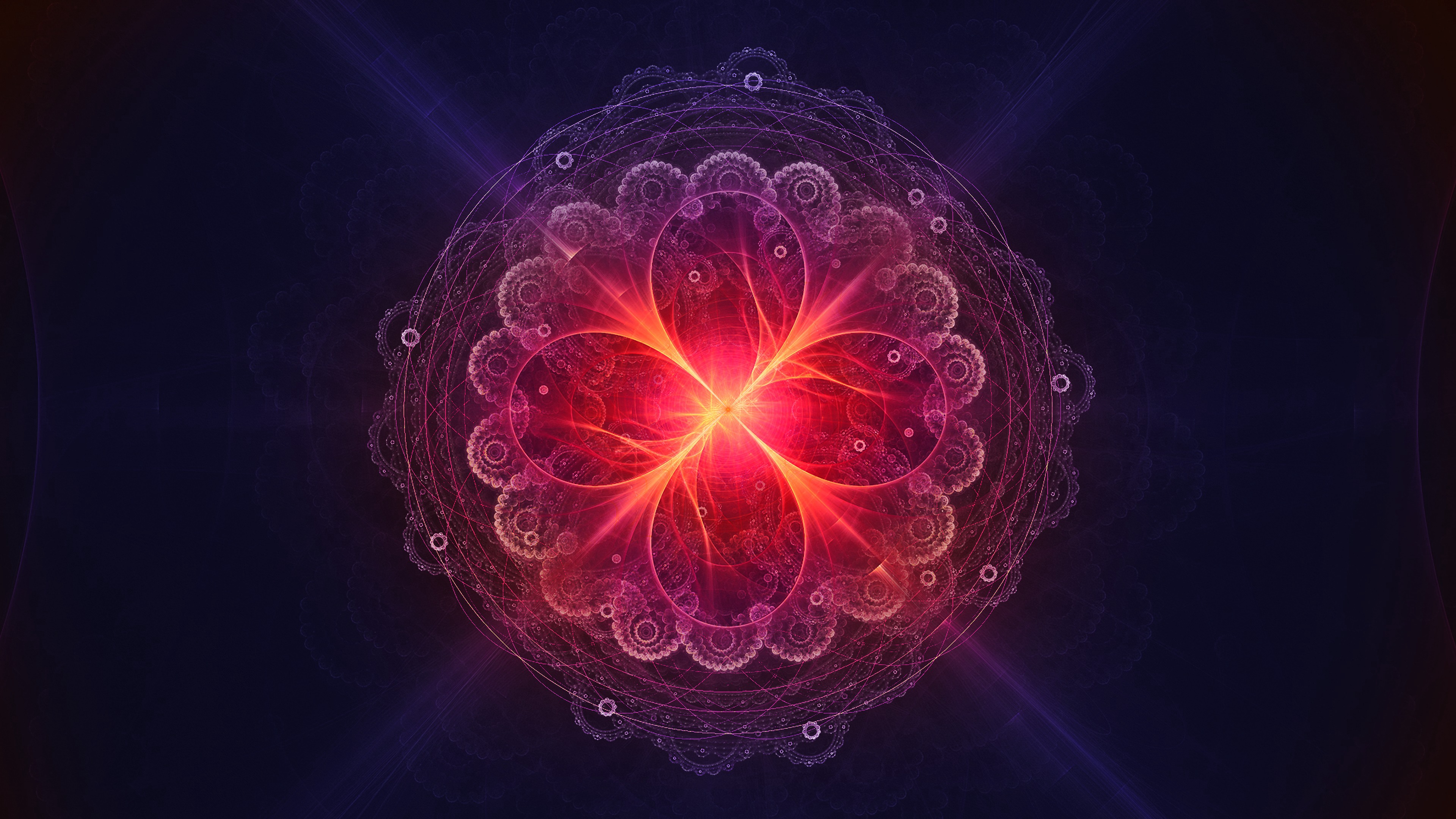 分形技术, 分形, 紫色的, 红色的, 粉红色 壁纸 3840x2160 允许