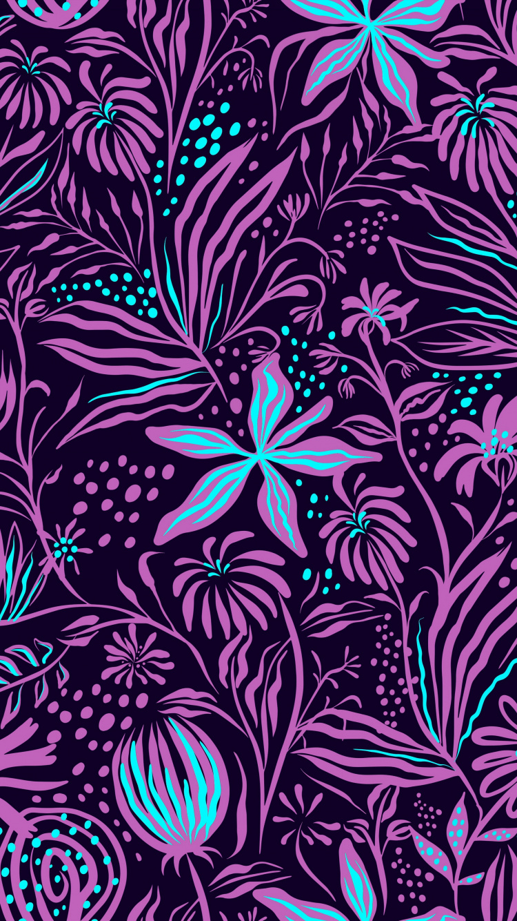 紫色的, 品红色, 迷幻术, 花卉设计, 手提包 壁纸 750x1334 允许