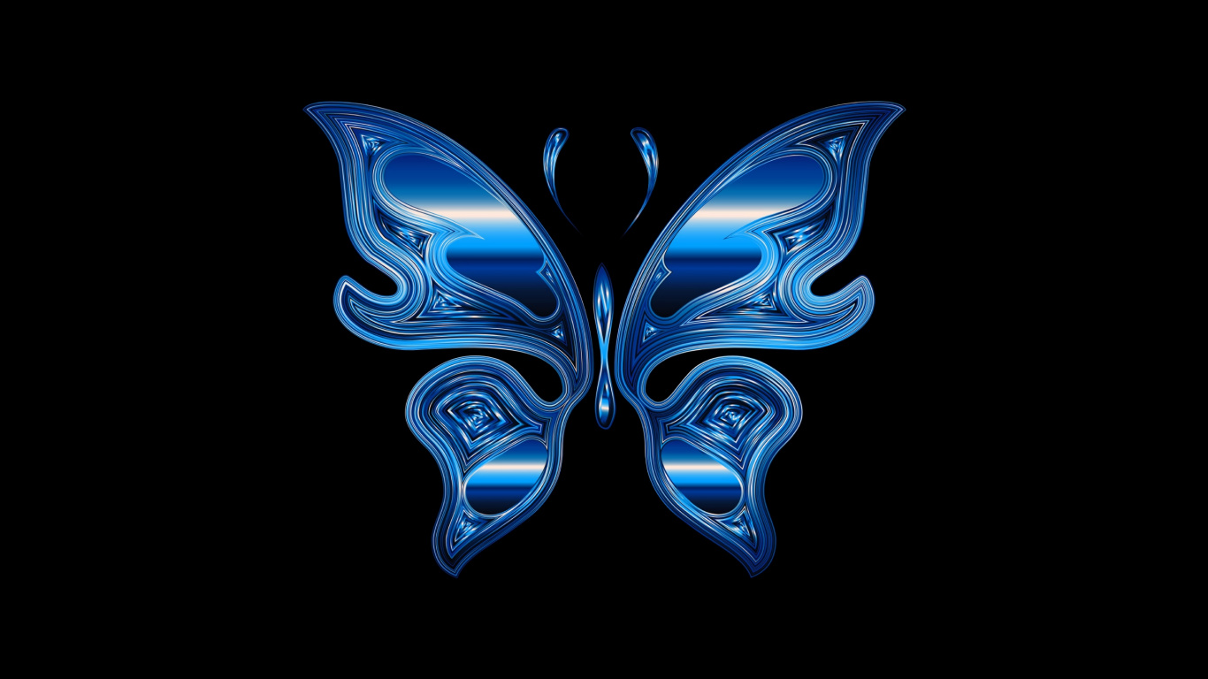 Blue and Black Butterfly Illustration. Wallpaper in 1366x768 Resolution