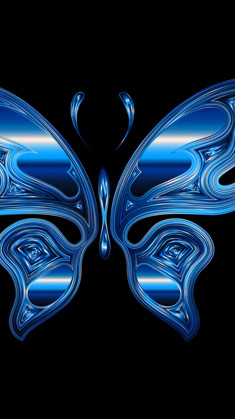 Blue and Black Butterfly Illustration. Wallpaper in 750x1334 Resolution
