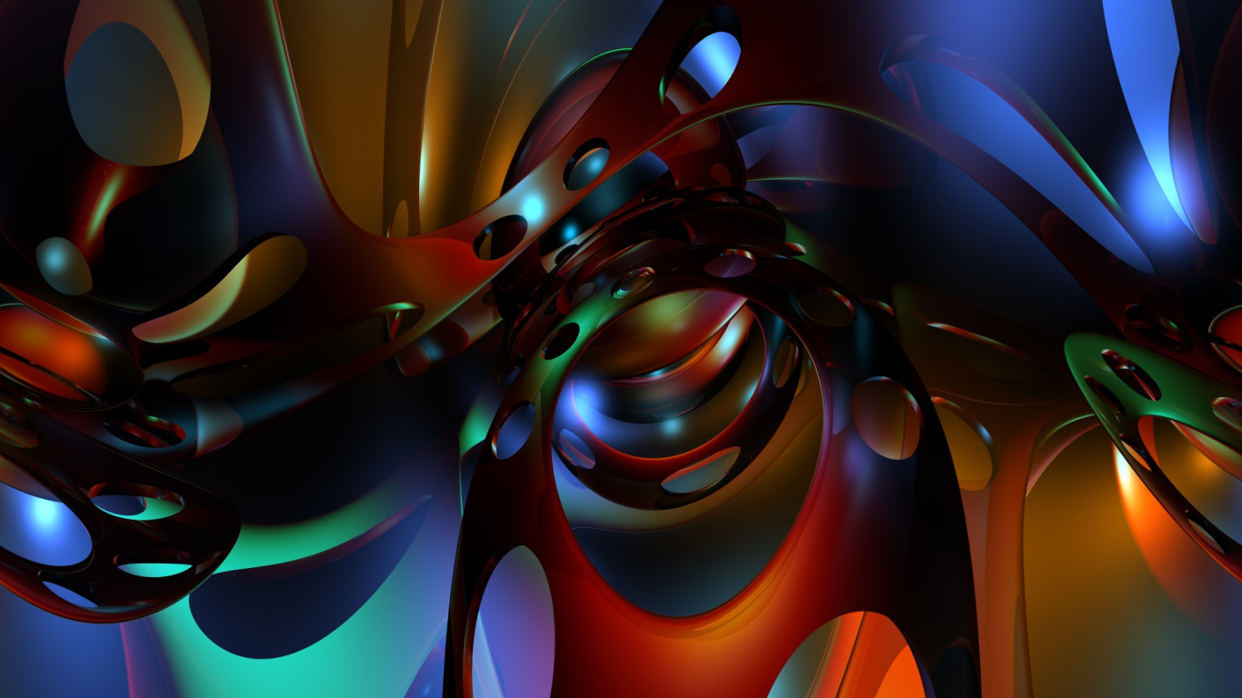 Pintura Abstracta Naranja Púrpura y Verde. Wallpaper in 1366x768 Resolution